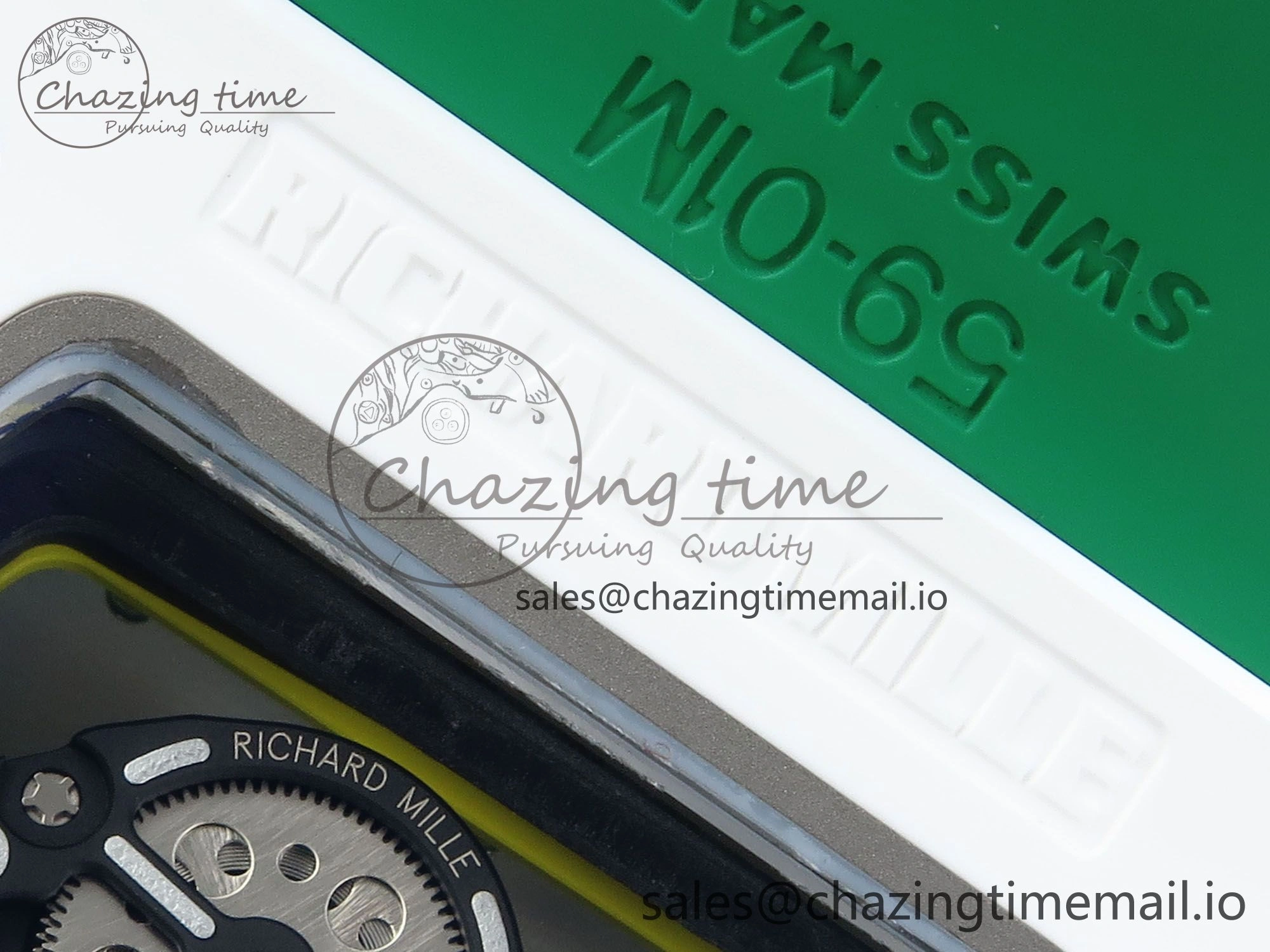 RM061 White Ceramic ZF 1:1 Best Edition on Green Rubber Strap RMUL2 Super Clone