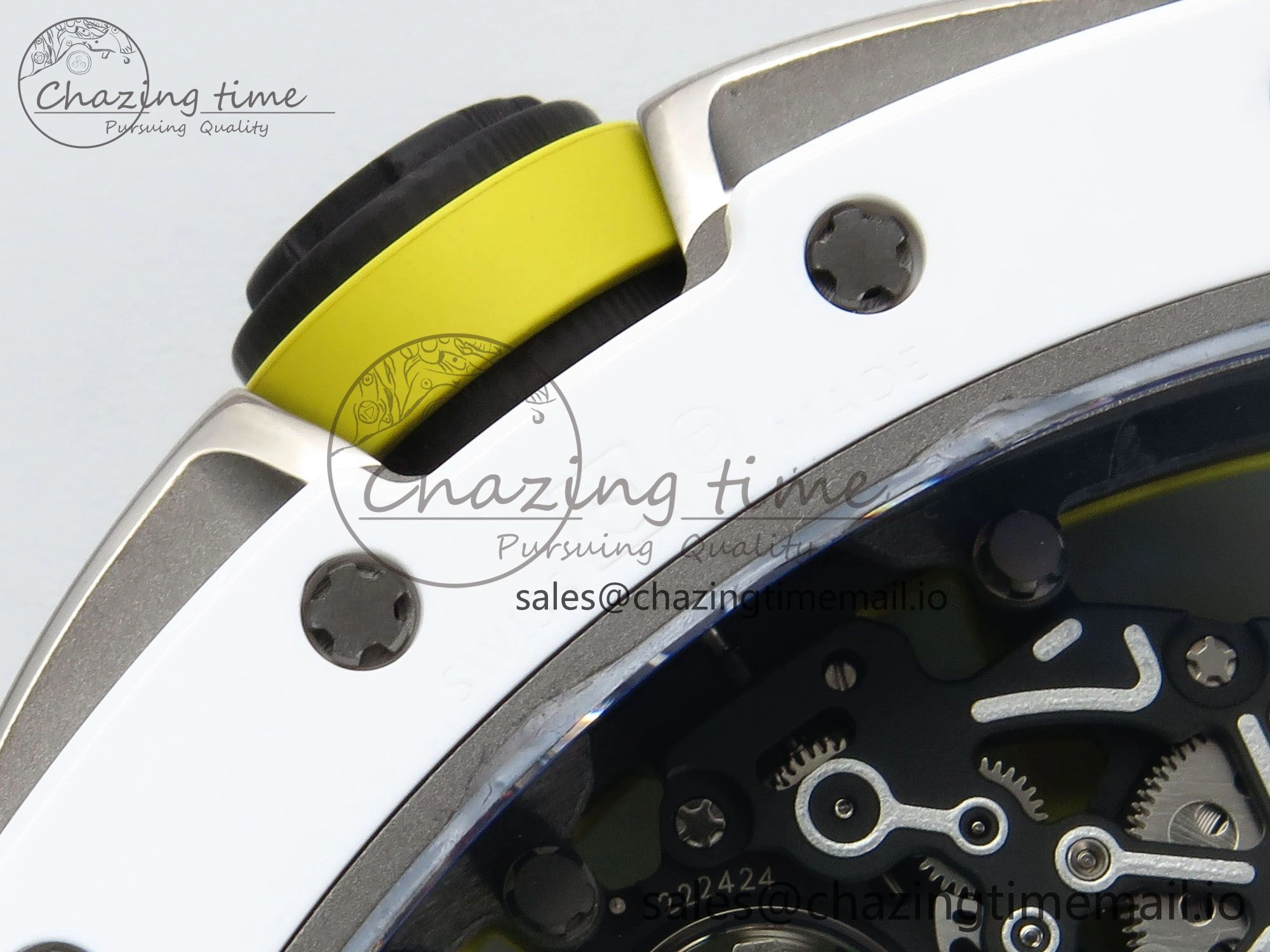 RM061 White Ceramic ZF 1:1 Best Edition on Green Rubber Strap RMUL2 Super Clone