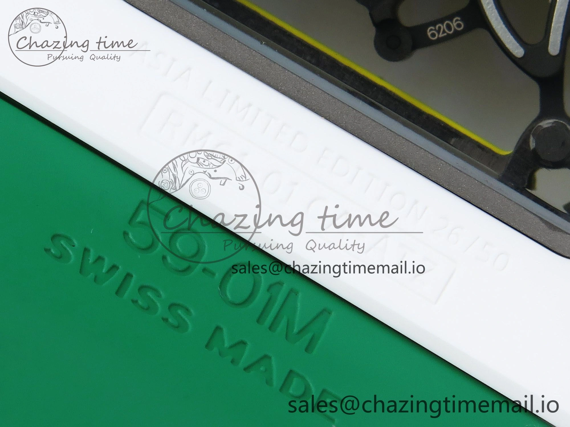 RM061 White Ceramic ZF 1:1 Best Edition on Green Rubber Strap RMUL2 Super Clone