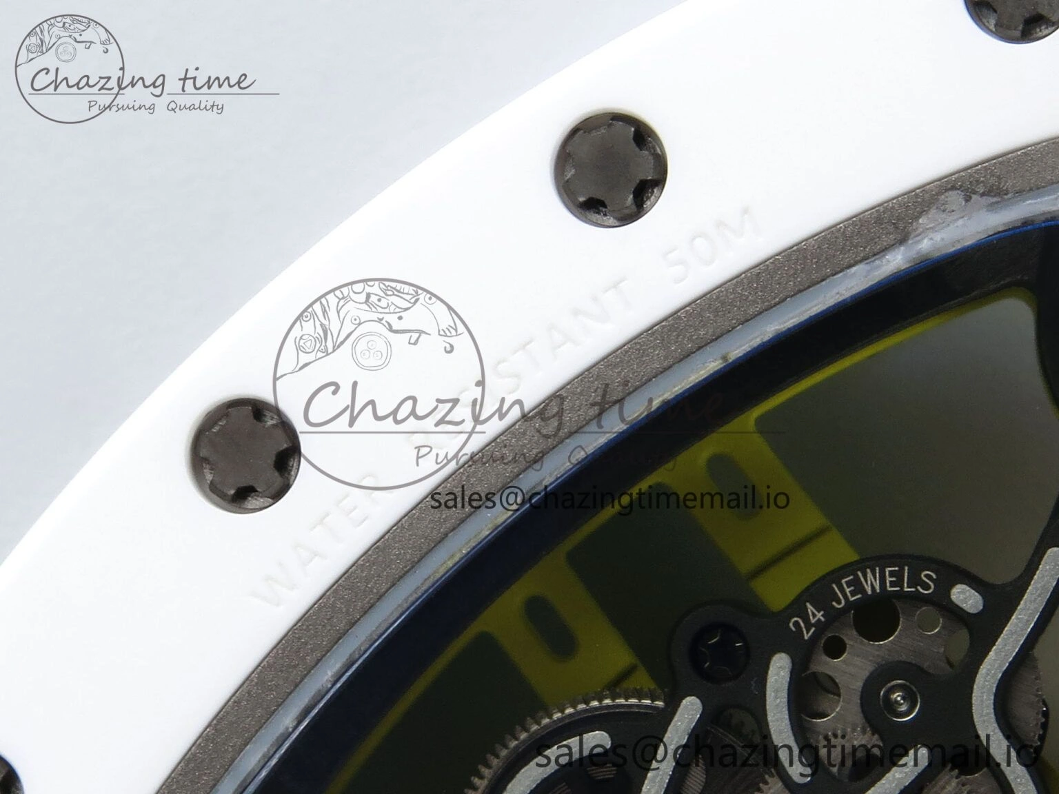 RM061 White Ceramic ZF 1:1 Best Edition on Green Rubber Strap RMUL2 Super Clone