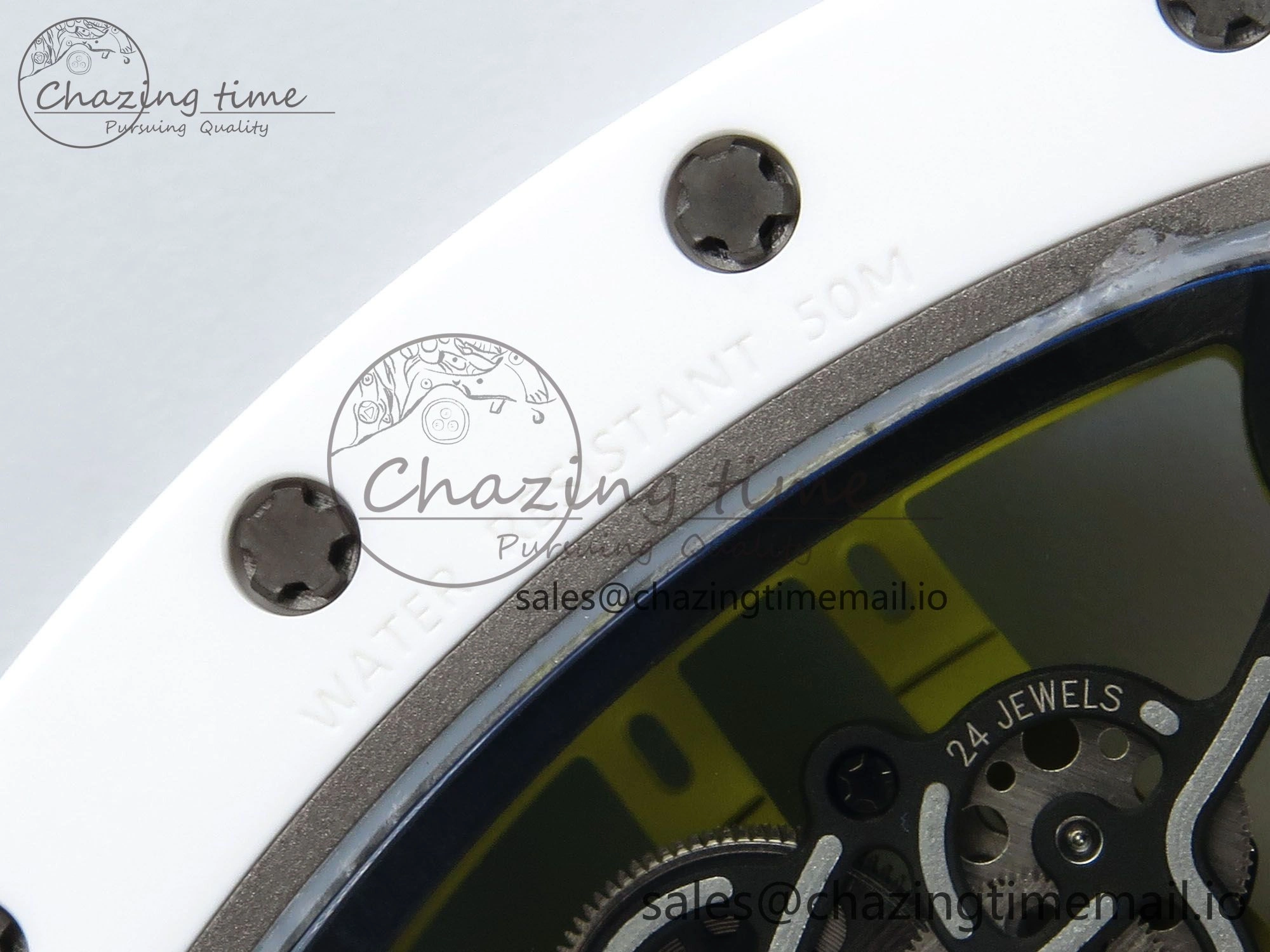 RM061 White Ceramic ZF 1:1 Best Edition on Green Rubber Strap RMUL2 Super Clone