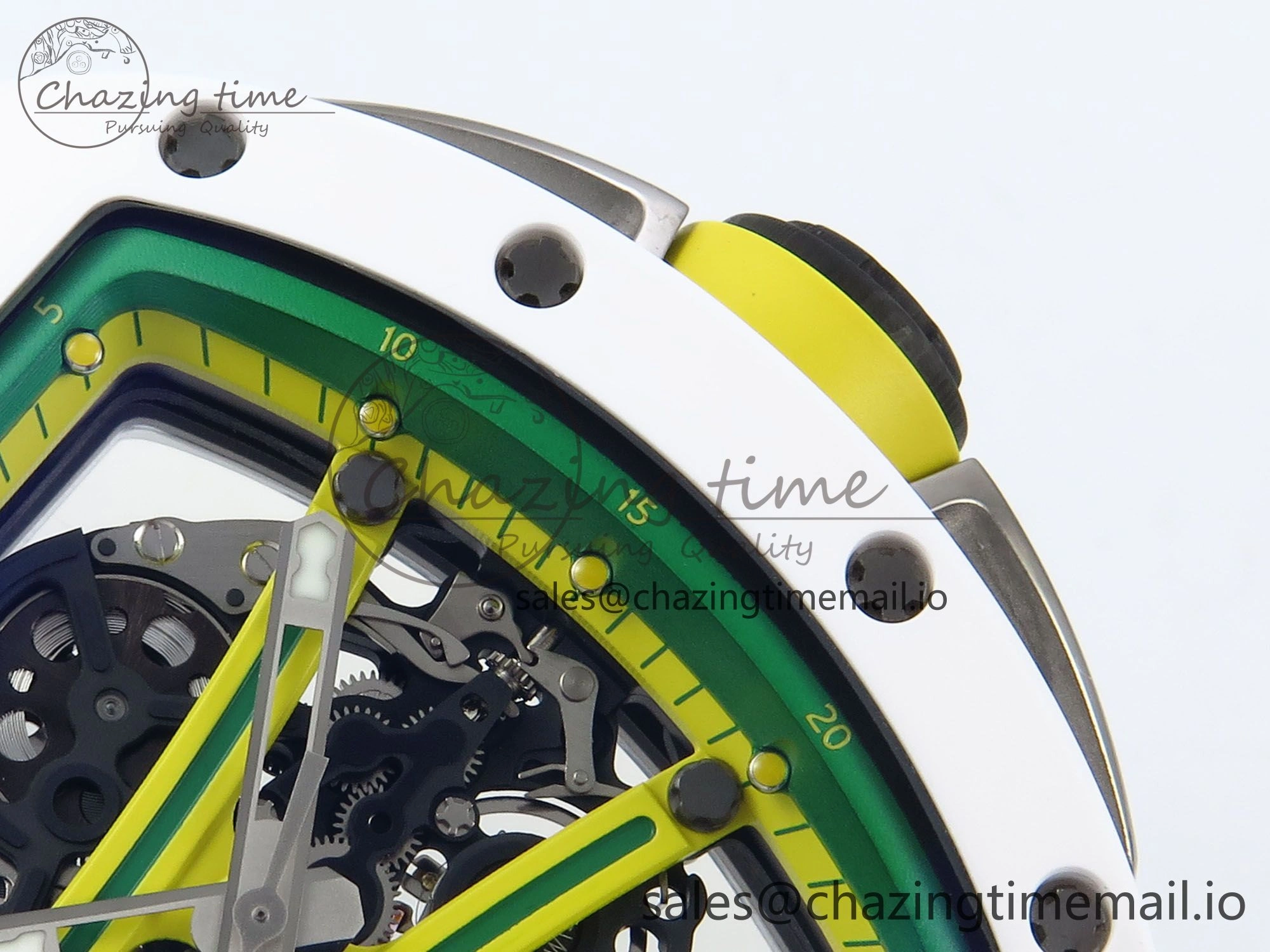 RM061 White Ceramic ZF 1:1 Best Edition on White Rubber Strap RMUL2 Super Clone