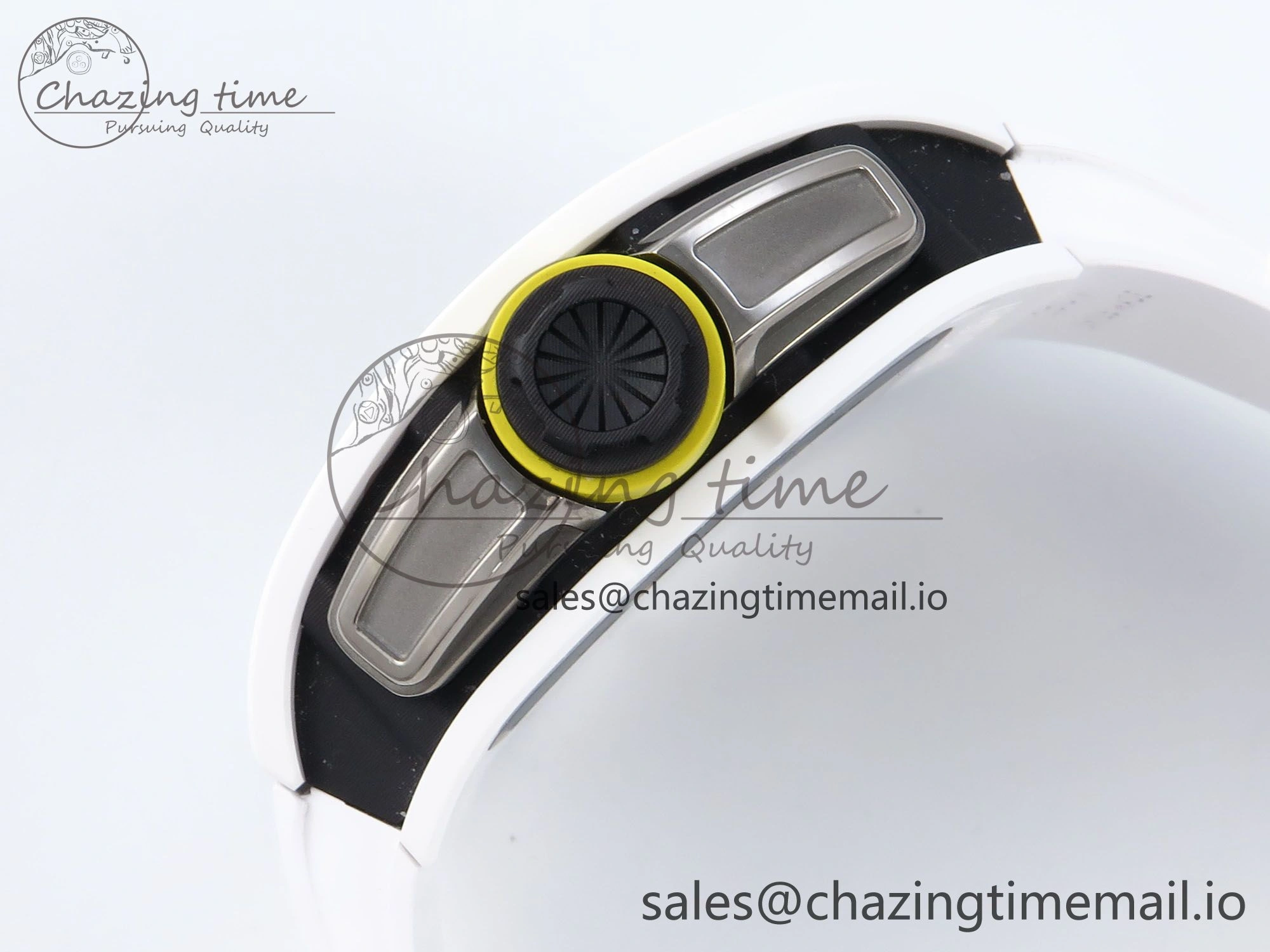 RM061 White Ceramic ZF 1:1 Best Edition on White Rubber Strap RMUL2 Super Clone
