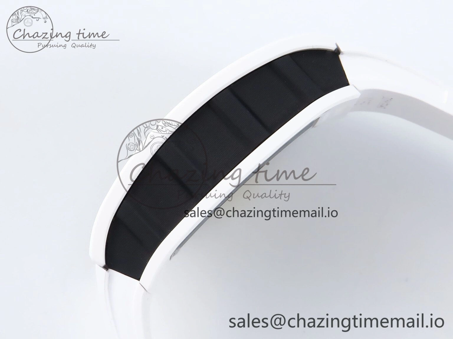 RM061 White Ceramic ZF 1:1 Best Edition on White Rubber Strap RMUL2 Super Clone