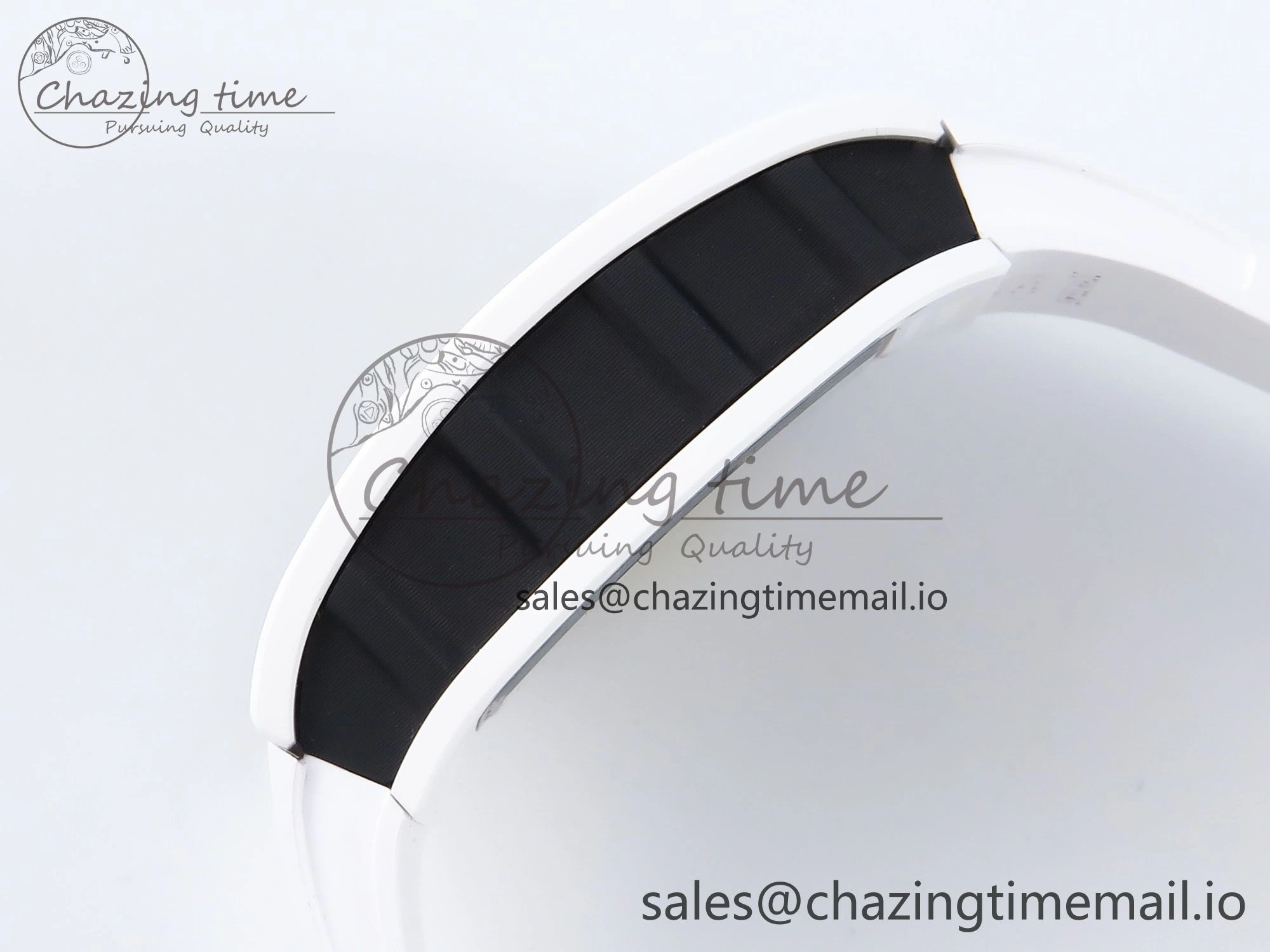 RM061 White Ceramic ZF 1:1 Best Edition on White Rubber Strap RMUL2 Super Clone