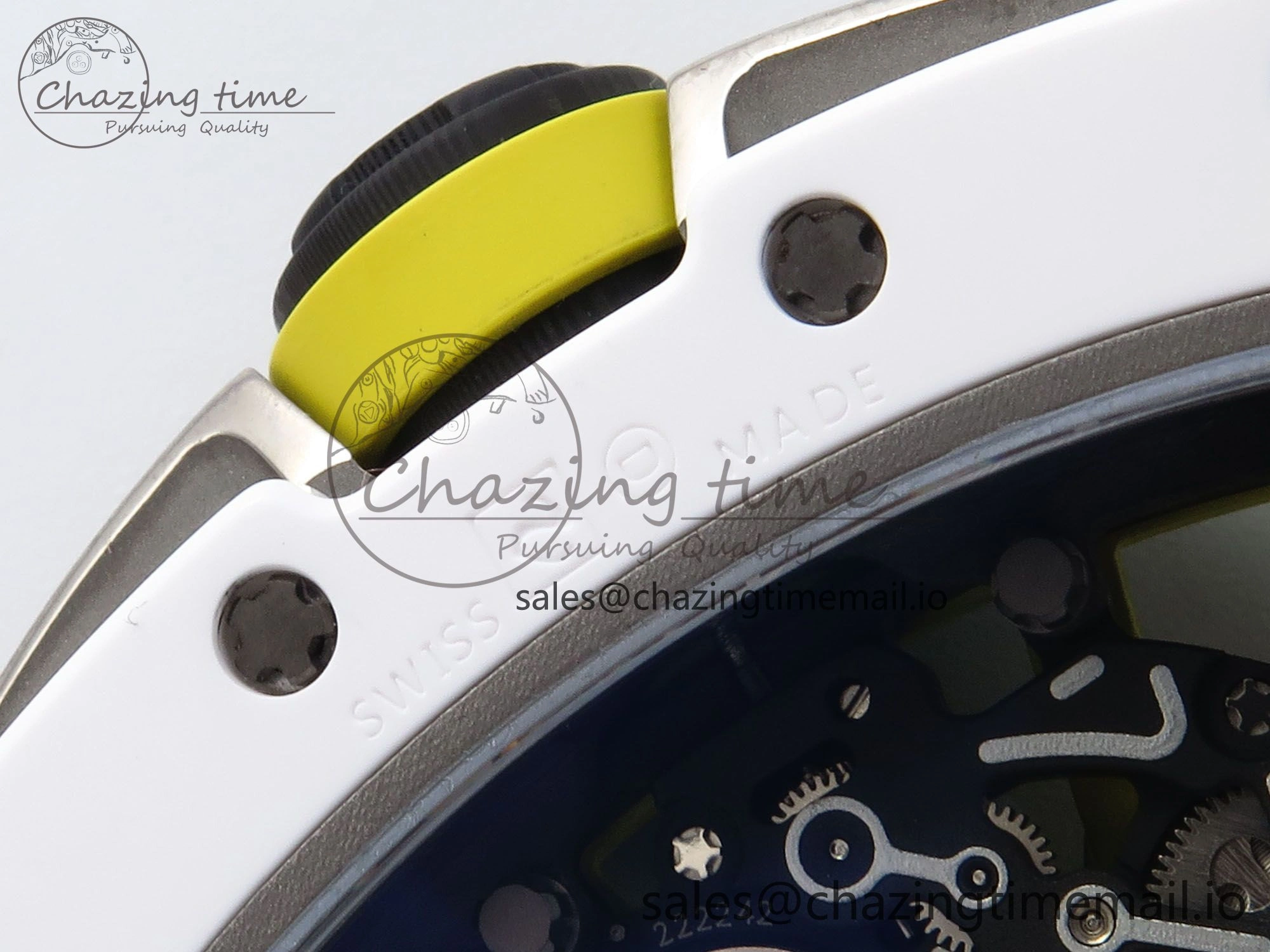 RM061 White Ceramic ZF 1:1 Best Edition on White Rubber Strap RMUL2 Super Clone