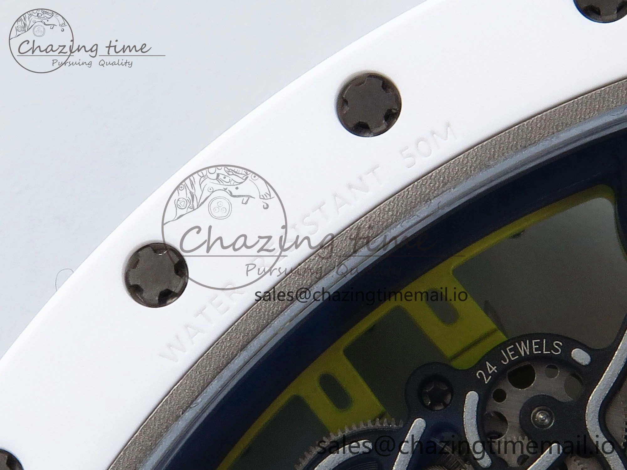 RM061 White Ceramic ZF 1:1 Best Edition on White Rubber Strap RMUL2 Super Clone