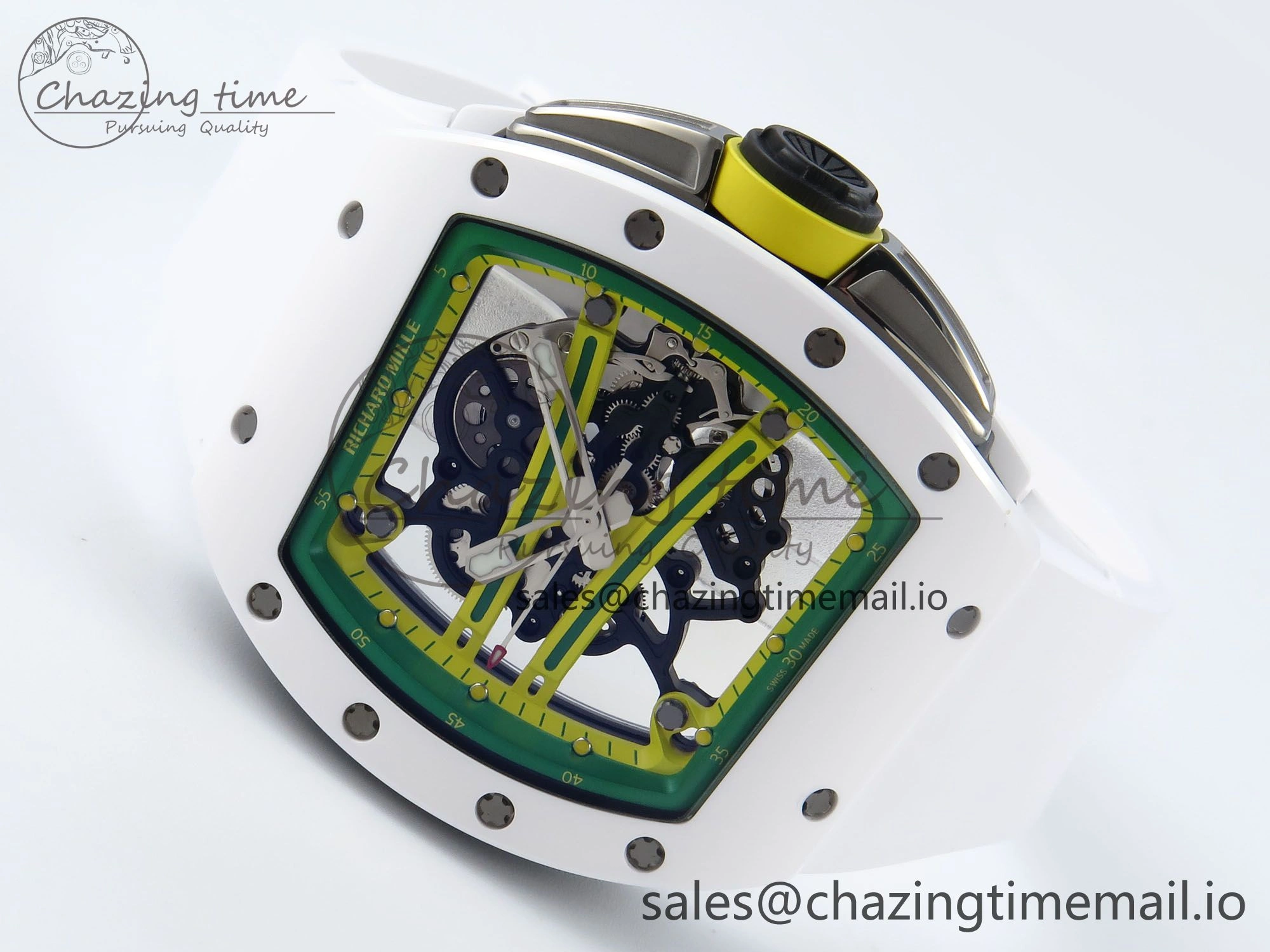 RM061 White Ceramic ZF 1:1 Best Edition on White Rubber Strap RMUL2 Super Clone