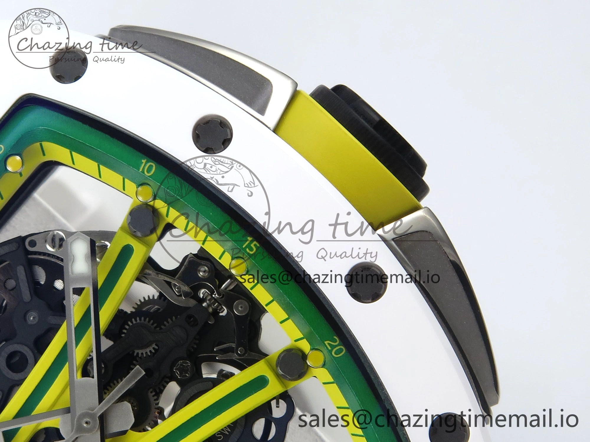RM061 White Ceramic ZF 1:1 Best Edition on White Rubber Strap RMUL2 Super Clone