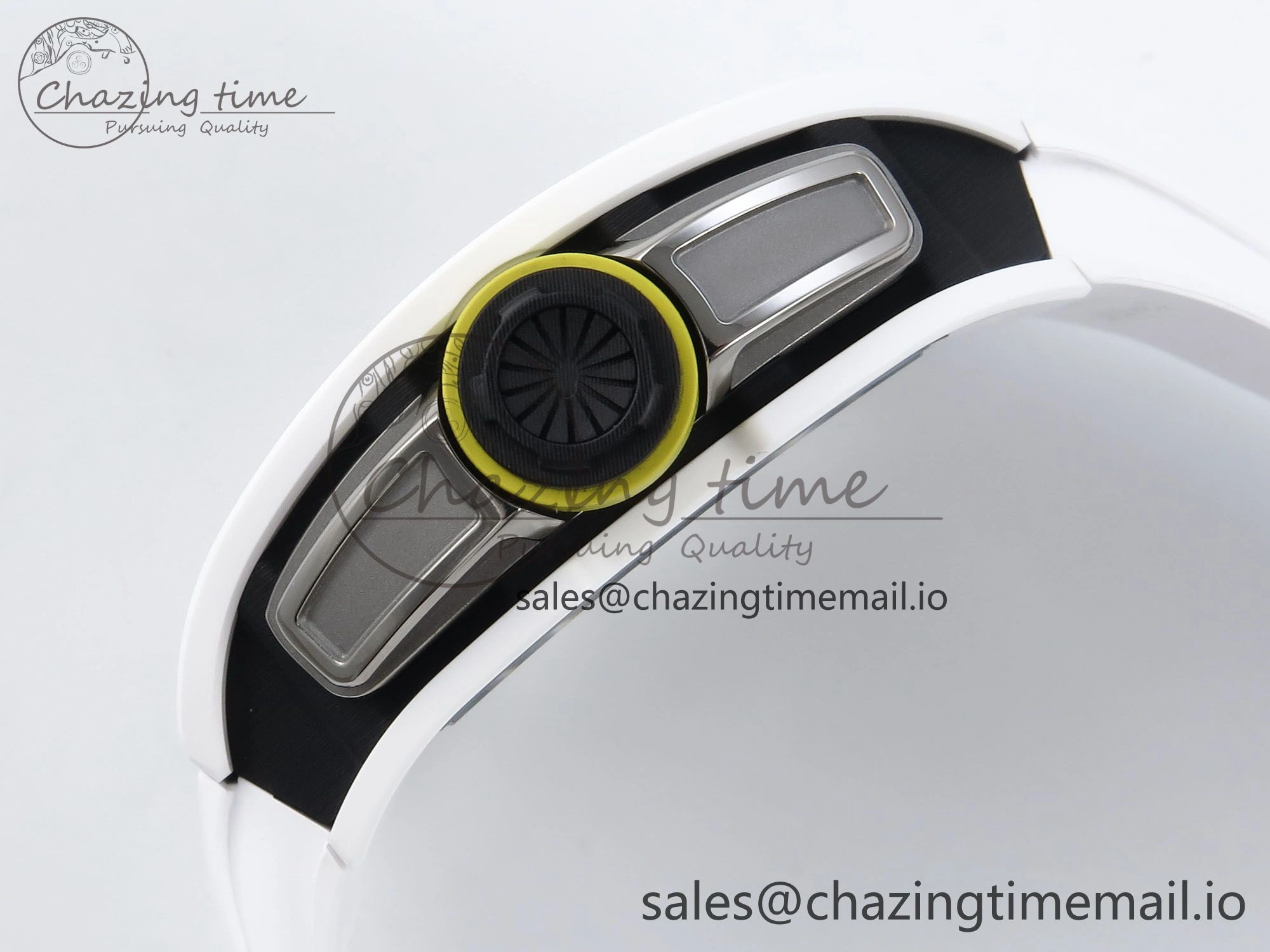 RM061 White Ceramic ZF 1:1 Best Edition on White Rubber Strap RMUL2 Super Clone