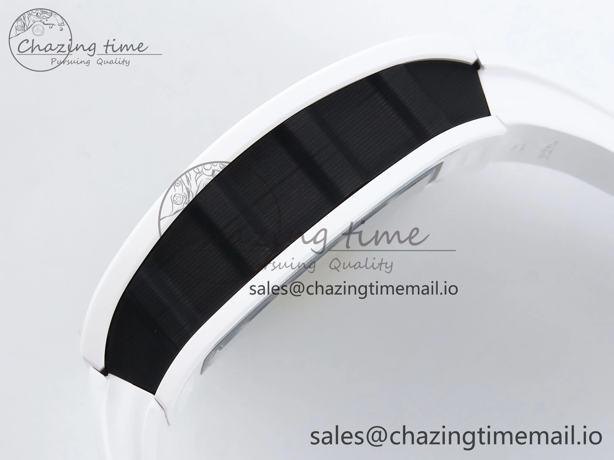 RM061 White Ceramic ZF 1:1 Best Edition on White Rubber Strap RMUL2 Super Clone