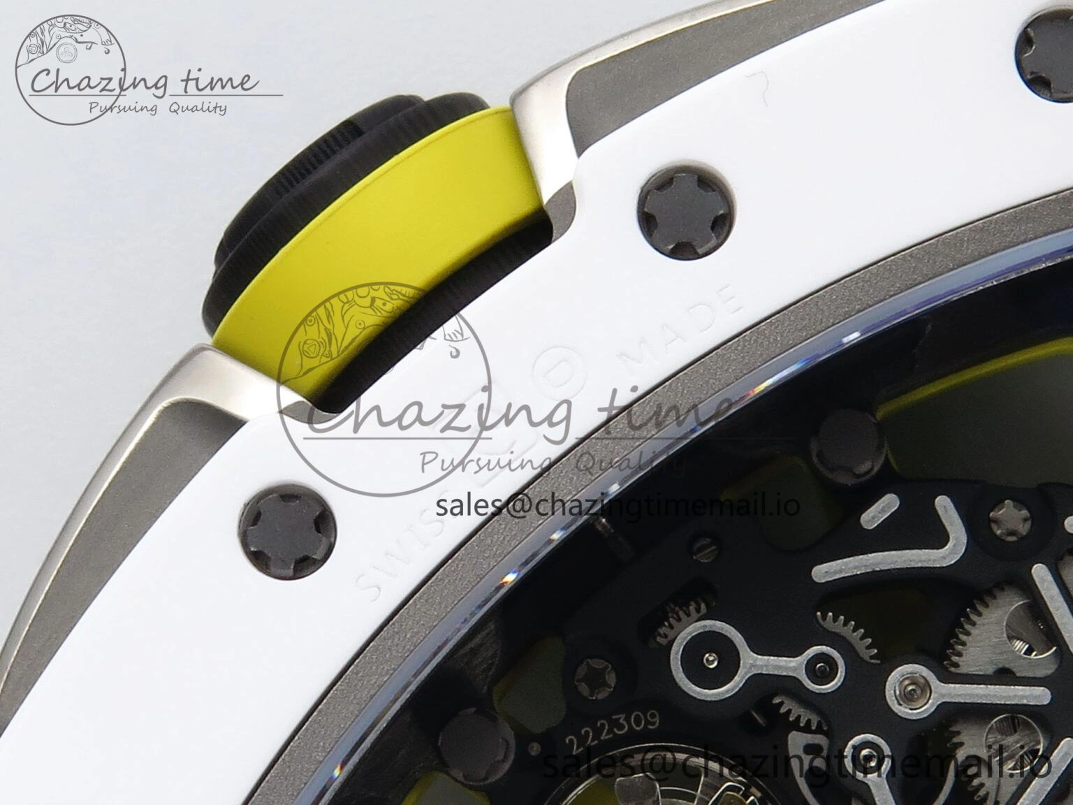 RM061 White Ceramic ZF 1:1 Best Edition on White Rubber Strap RMUL2 Super Clone