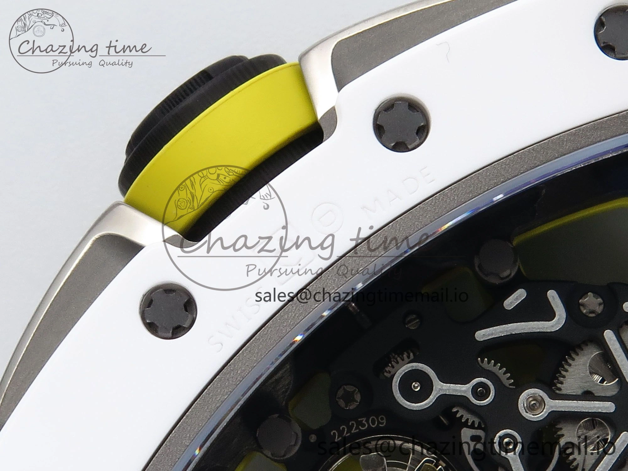RM061 White Ceramic ZF 1:1 Best Edition on White Rubber Strap RMUL2 Super Clone