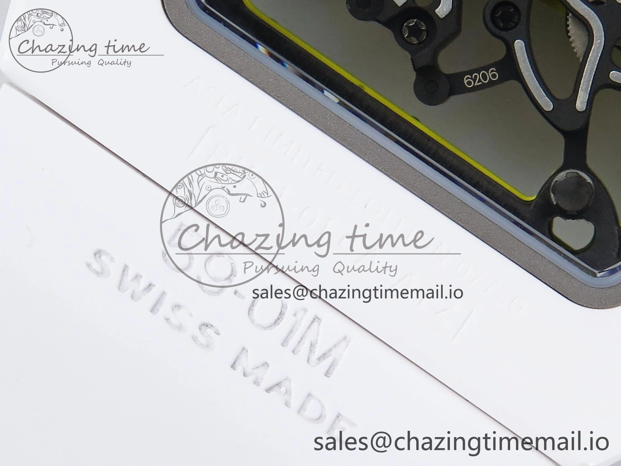 RM061 White Ceramic ZF 1:1 Best Edition on White Rubber Strap RMUL2 Super Clone