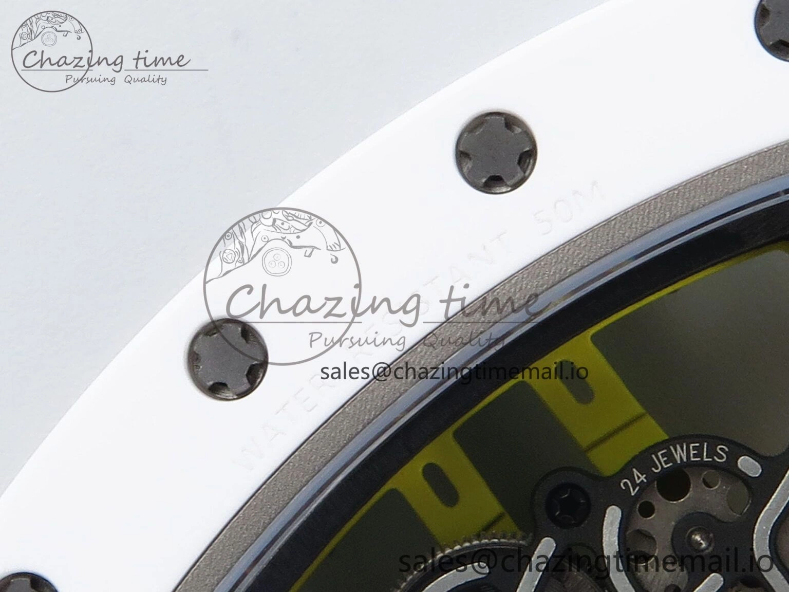 RM061 White Ceramic ZF 1:1 Best Edition on White Rubber Strap RMUL2 Super Clone