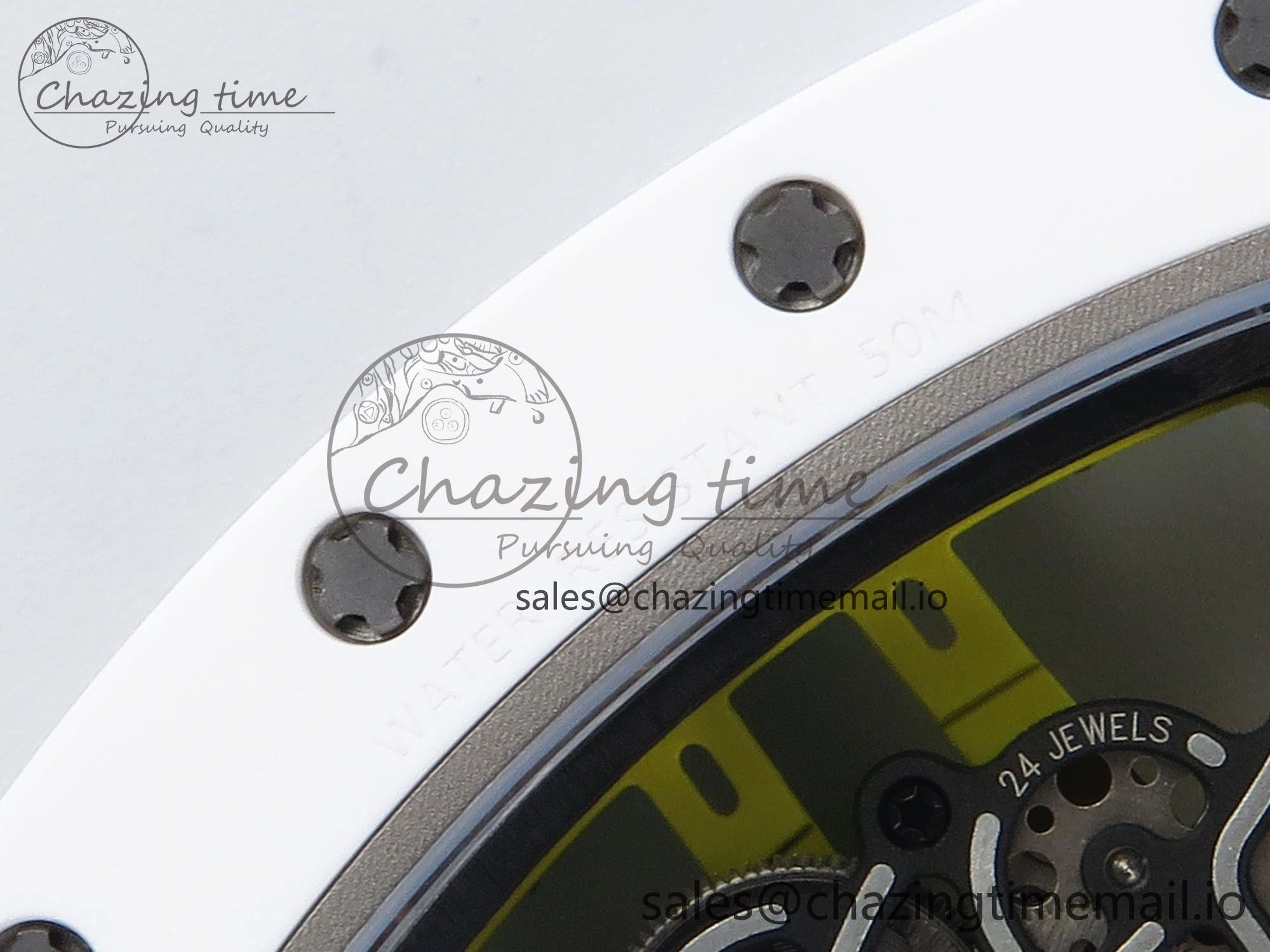 RM061 White Ceramic ZF 1:1 Best Edition on White Rubber Strap RMUL2 Super Clone