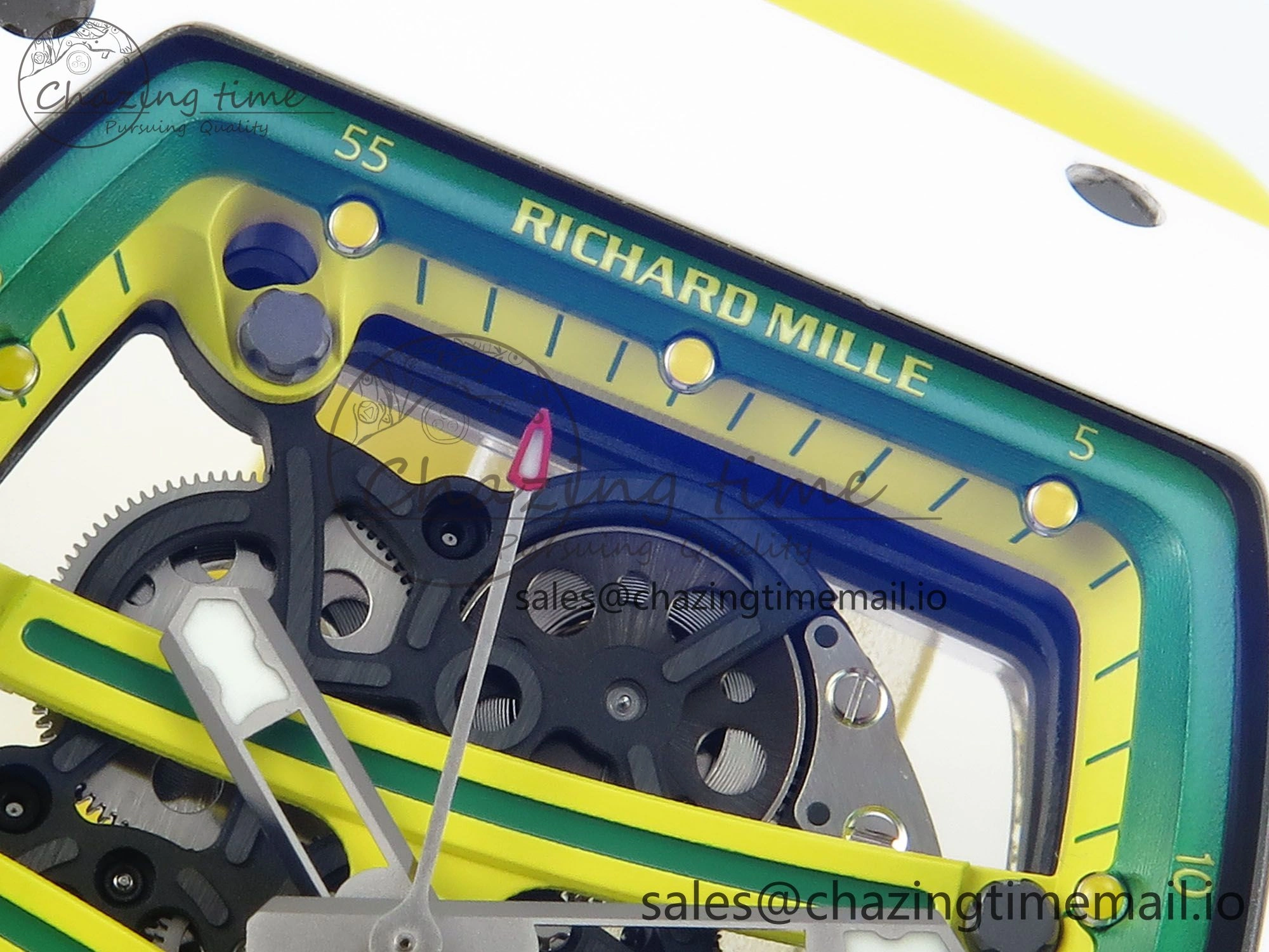 RM061 White Ceramic ZF 1:1 Best Edition on Yellow Rubber Strap RMUL2 Super Clone