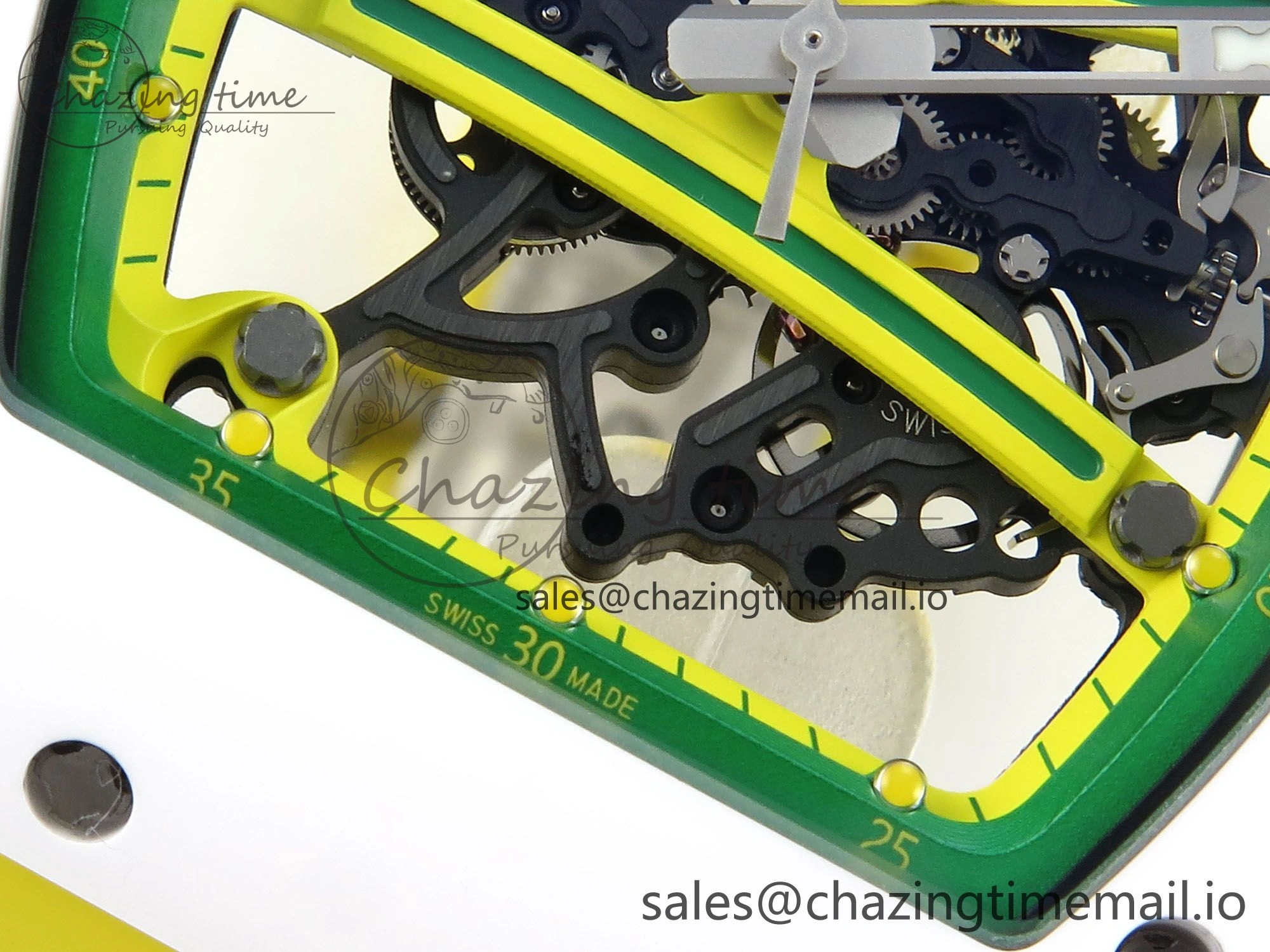 RM061 White Ceramic ZF 1:1 Best Edition on Yellow Rubber Strap RMUL2 Super Clone