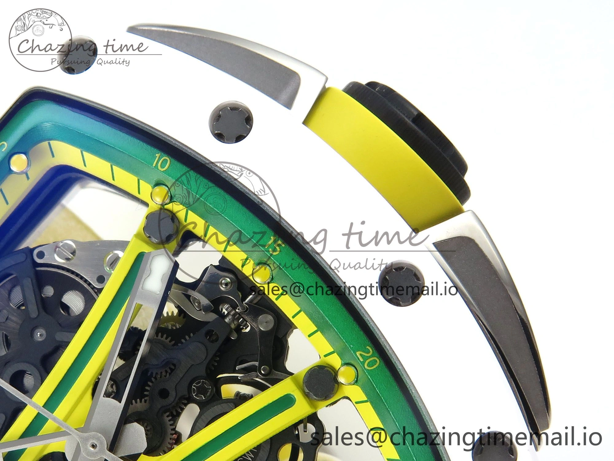 RM061 White Ceramic ZF 1:1 Best Edition on Yellow Rubber Strap RMUL2 Super Clone