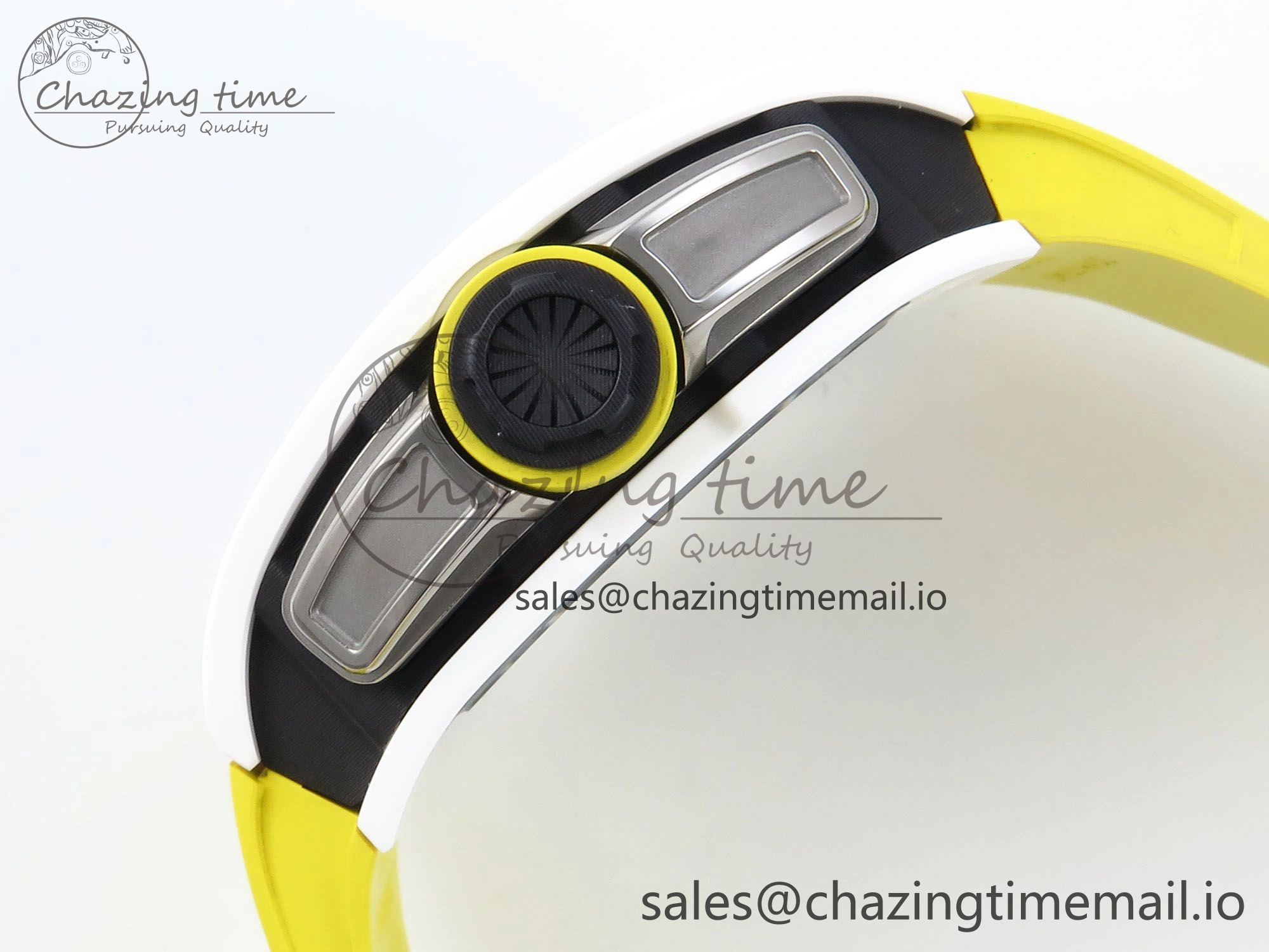 RM061 White Ceramic ZF 1:1 Best Edition on Yellow Rubber Strap RMUL2 Super Clone