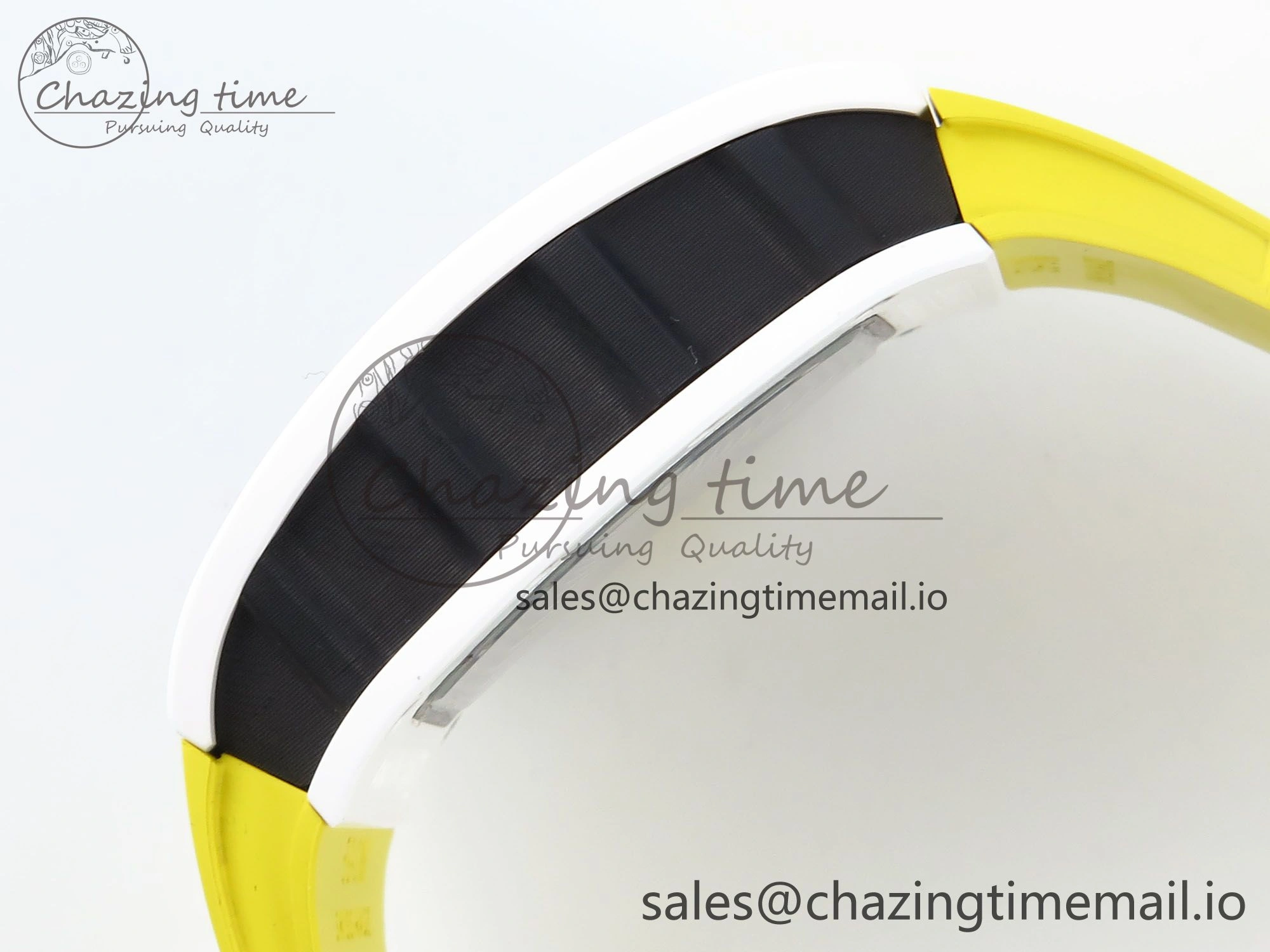 RM061 White Ceramic ZF 1:1 Best Edition on Yellow Rubber Strap RMUL2 Super Clone