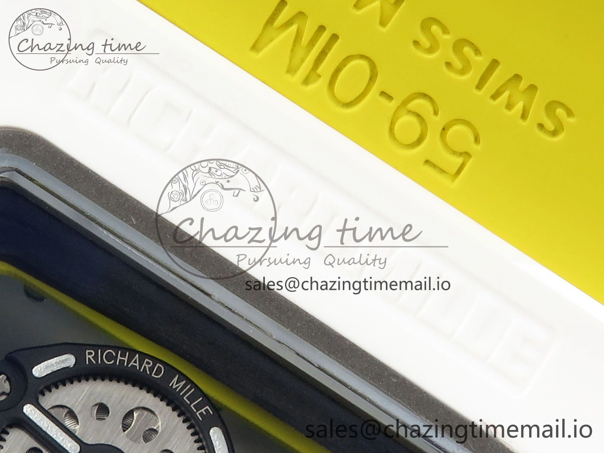 RM061 White Ceramic ZF 1:1 Best Edition on Yellow Rubber Strap RMUL2 Super Clone