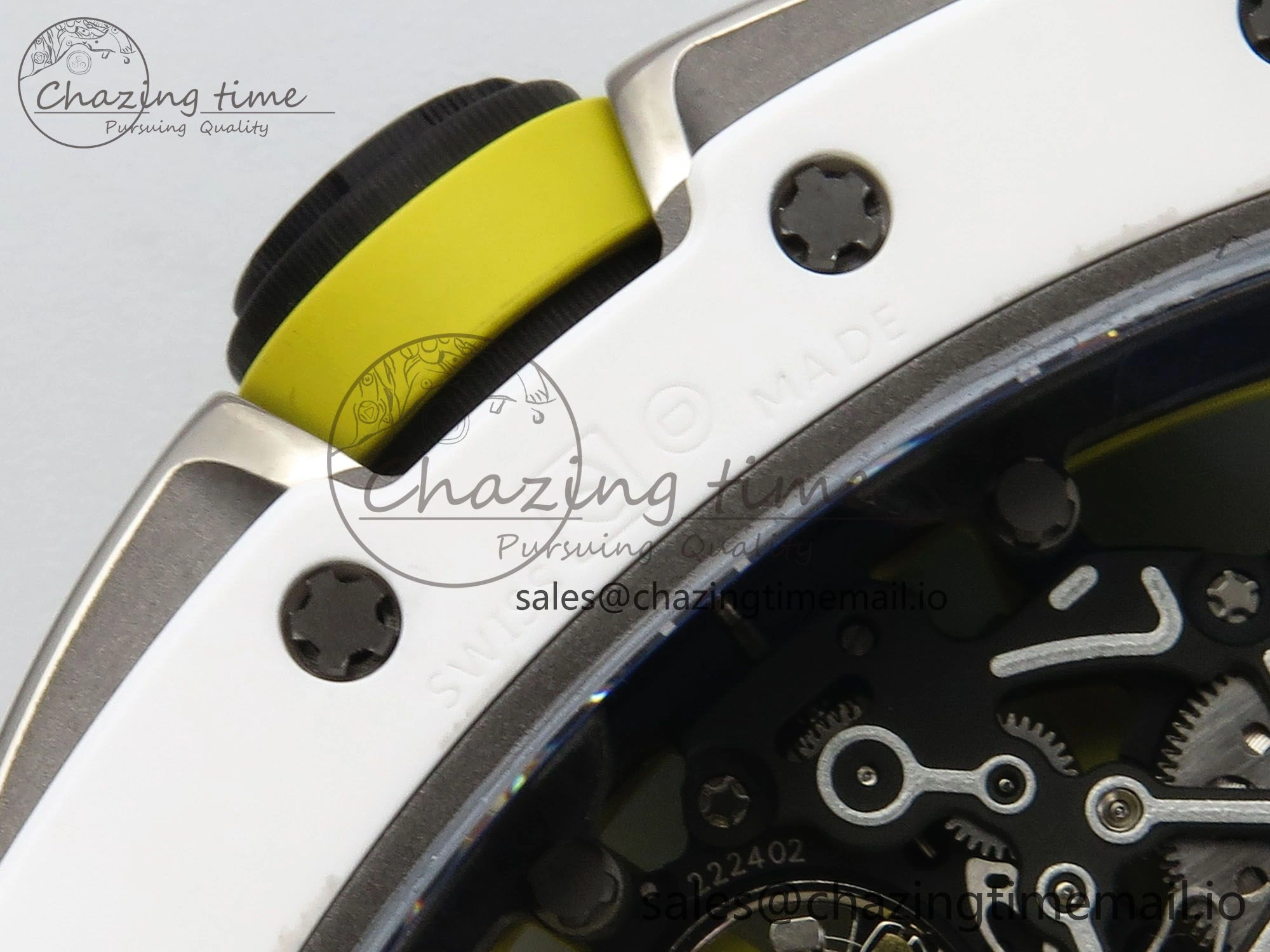RM061 White Ceramic ZF 1:1 Best Edition on Yellow Rubber Strap RMUL2 Super Clone