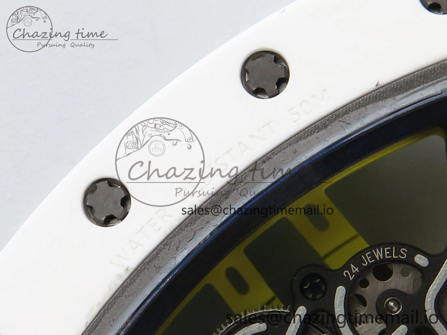 RM061 White Ceramic ZF 1:1 Best Edition on Yellow Rubber Strap RMUL2 Super Clone
