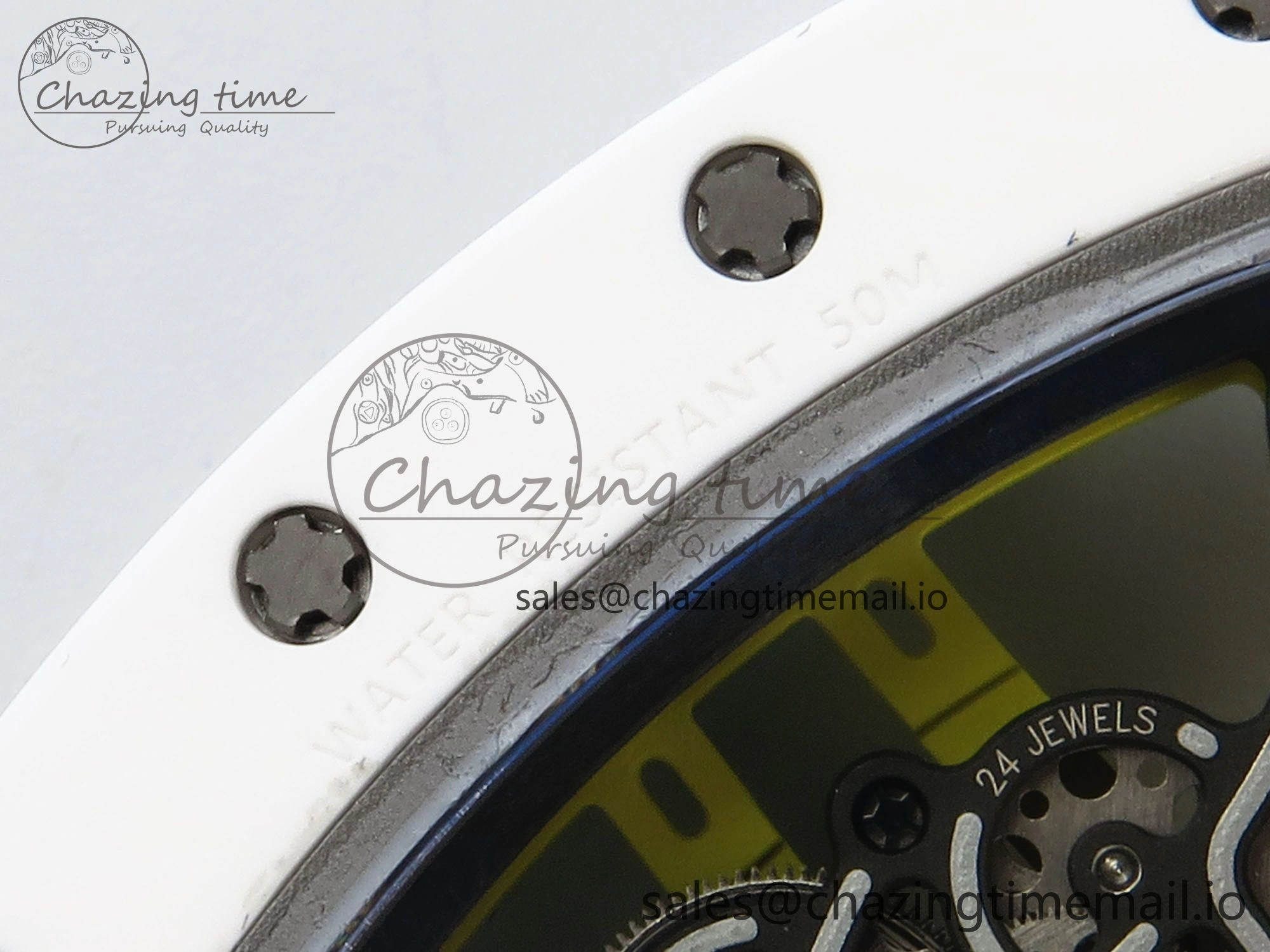 RM061 White Ceramic ZF 1:1 Best Edition on Yellow Rubber Strap RMUL2 Super Clone