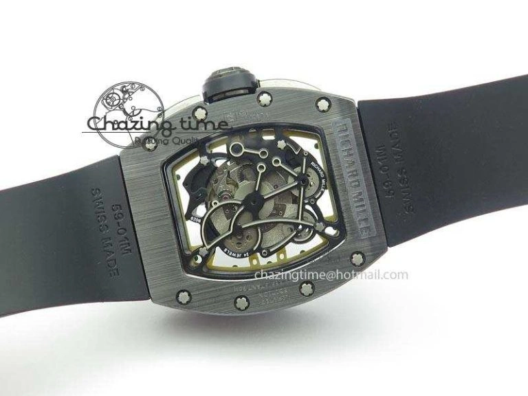 RM061 White Inner Bezel Skeleton Dial On Black Rubber Strap MIYOTA8215 KVF