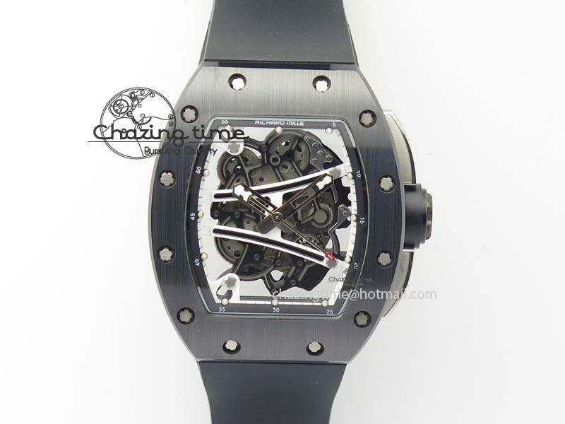 RM061 White Inner Bezel Skeleton Dial On Black Rubber Strap MIYOTA8215 KVF
