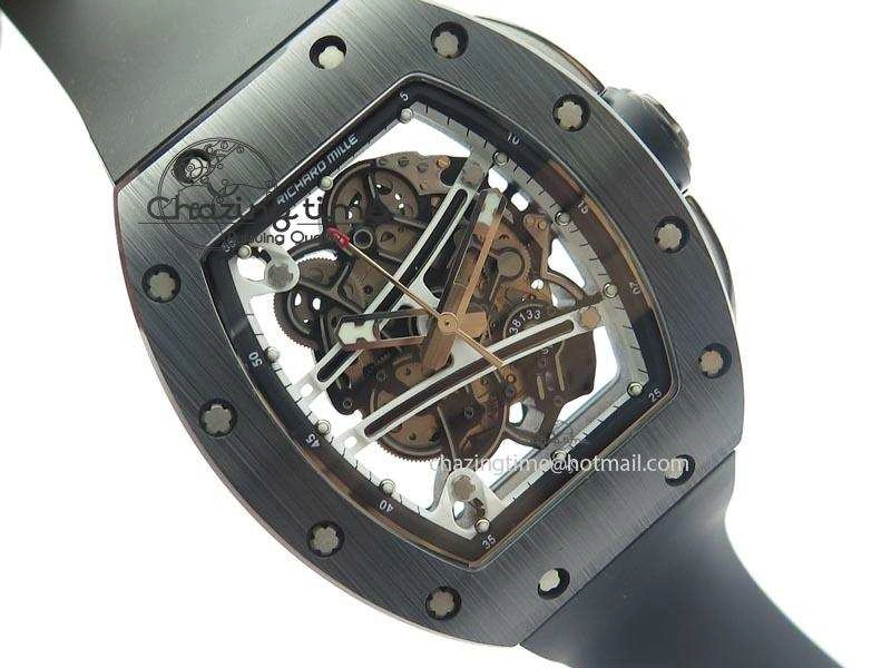 RM061 White Inner Bezel Skeleton Dial On Black Rubber Strap MIYOTA8215 KVF