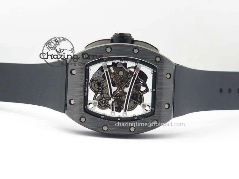 RM061 White Inner Bezel Skeleton Dial On Black Rubber Strap MIYOTA8215 KVF