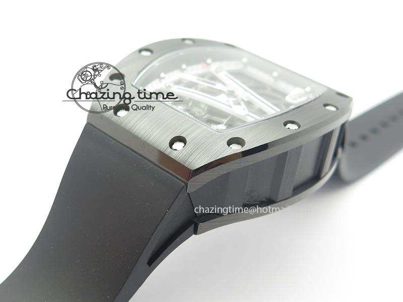 RM061 White Inner Bezel Skeleton Dial On Black Rubber Strap MIYOTA8215 KVF