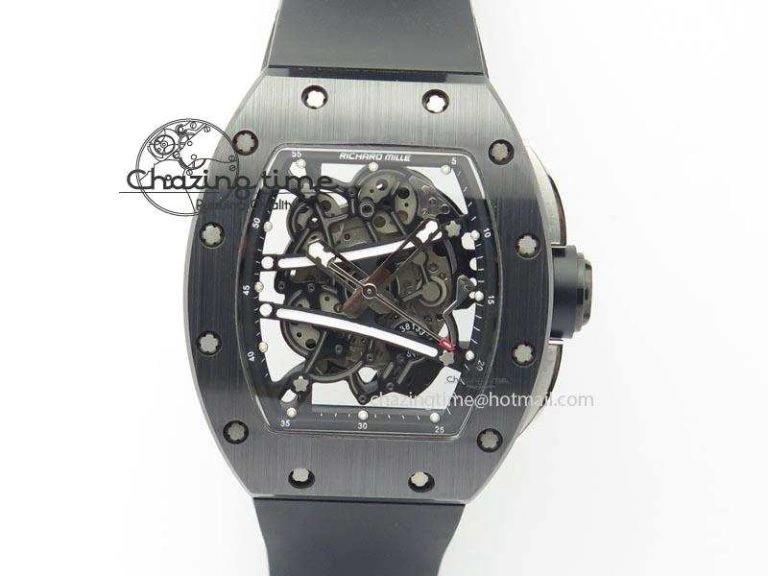 RM061 White Inner Bezel Skeleton Dial On Black Rubber Strap MIYOTA8215 KVF
