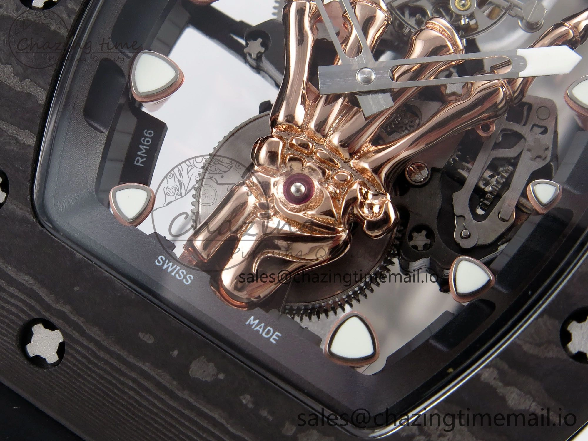 RM066 Real Forge Carbon RG YSF 1:1 Best Edition Skeleton Dial on Black Rubber Strap Asian Tourbillon