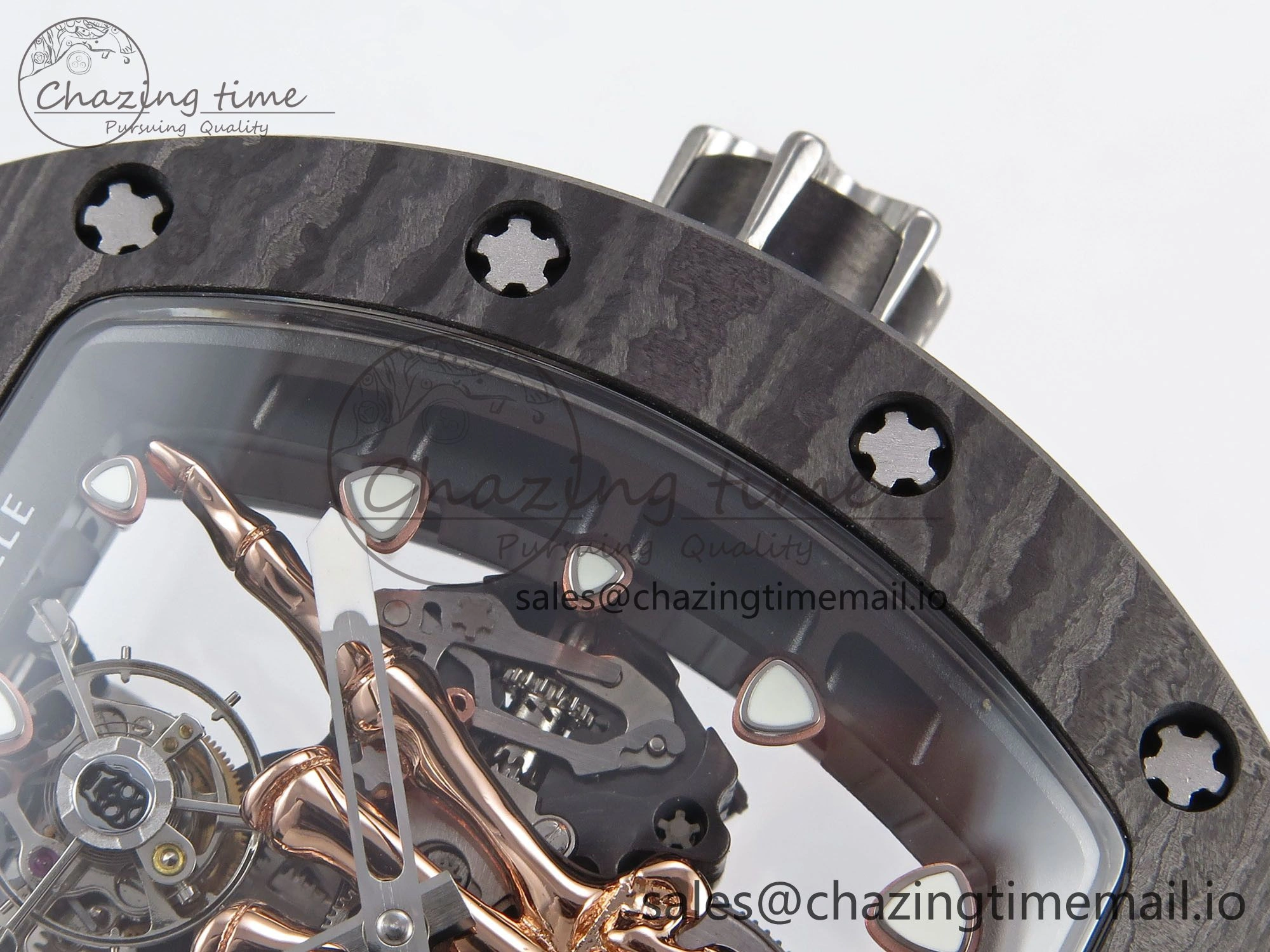 RM066 Real Forge Carbon RG YSF 1:1 Best Edition Skeleton Dial on Black Rubber Strap Asian Tourbillon