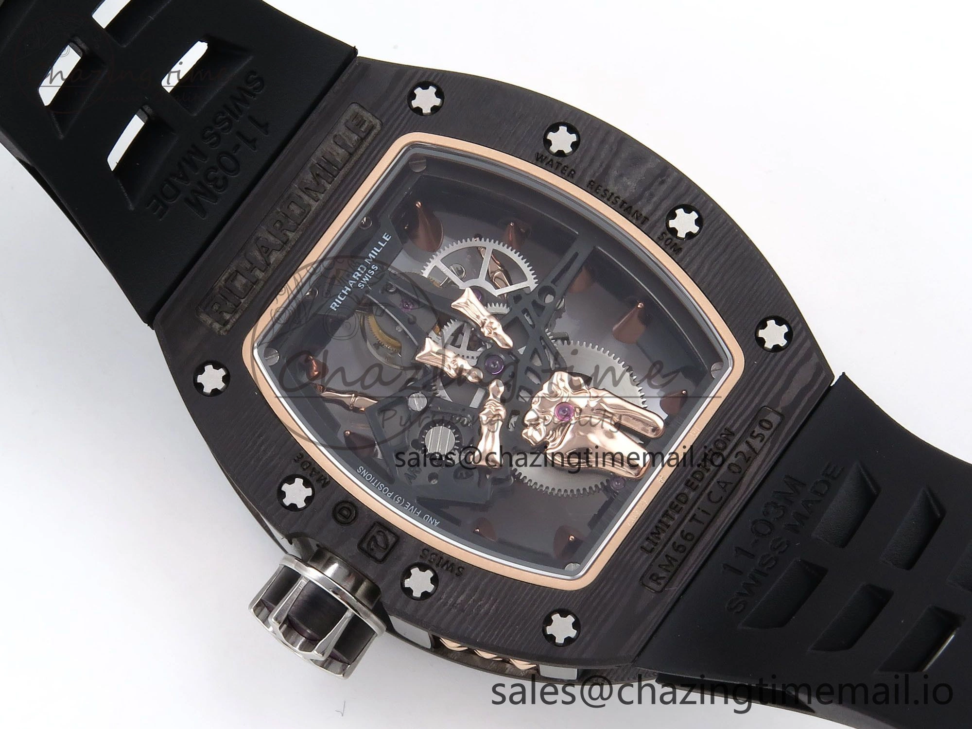 RM066 Real Forge Carbon RG YSF 1:1 Best Edition Skeleton Dial on Black Rubber Strap Asian Tourbillon