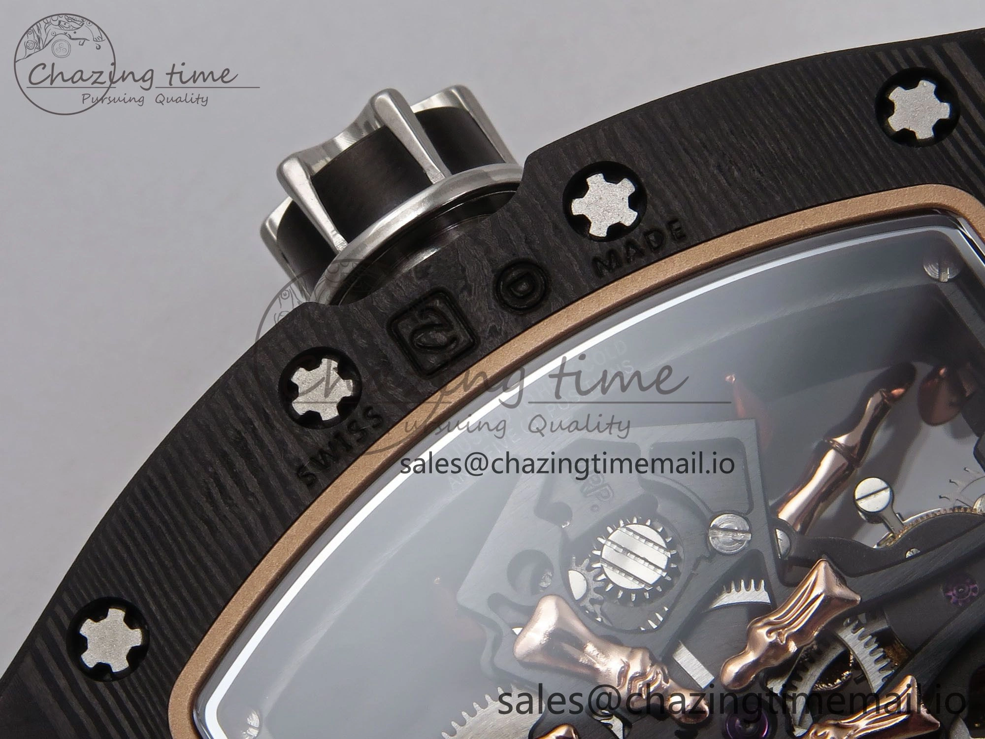 RM066 Real Forge Carbon RG YSF 1:1 Best Edition Skeleton Dial on Black Rubber Strap Asian Tourbillon
