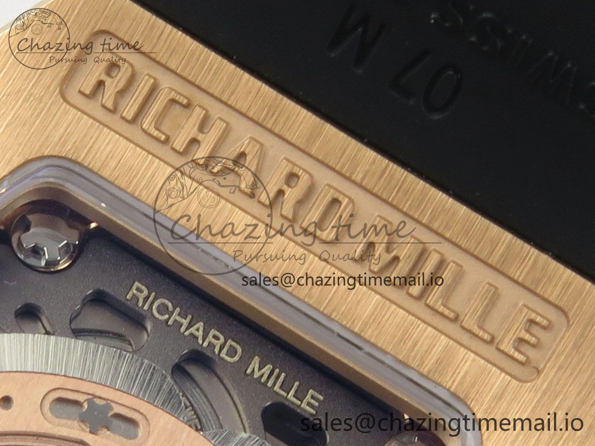 RM07 Ladies Full Diamonds RG ZF 1:1 Best Edition Red Dial on Black Rubber Strap CRMA2 Clone