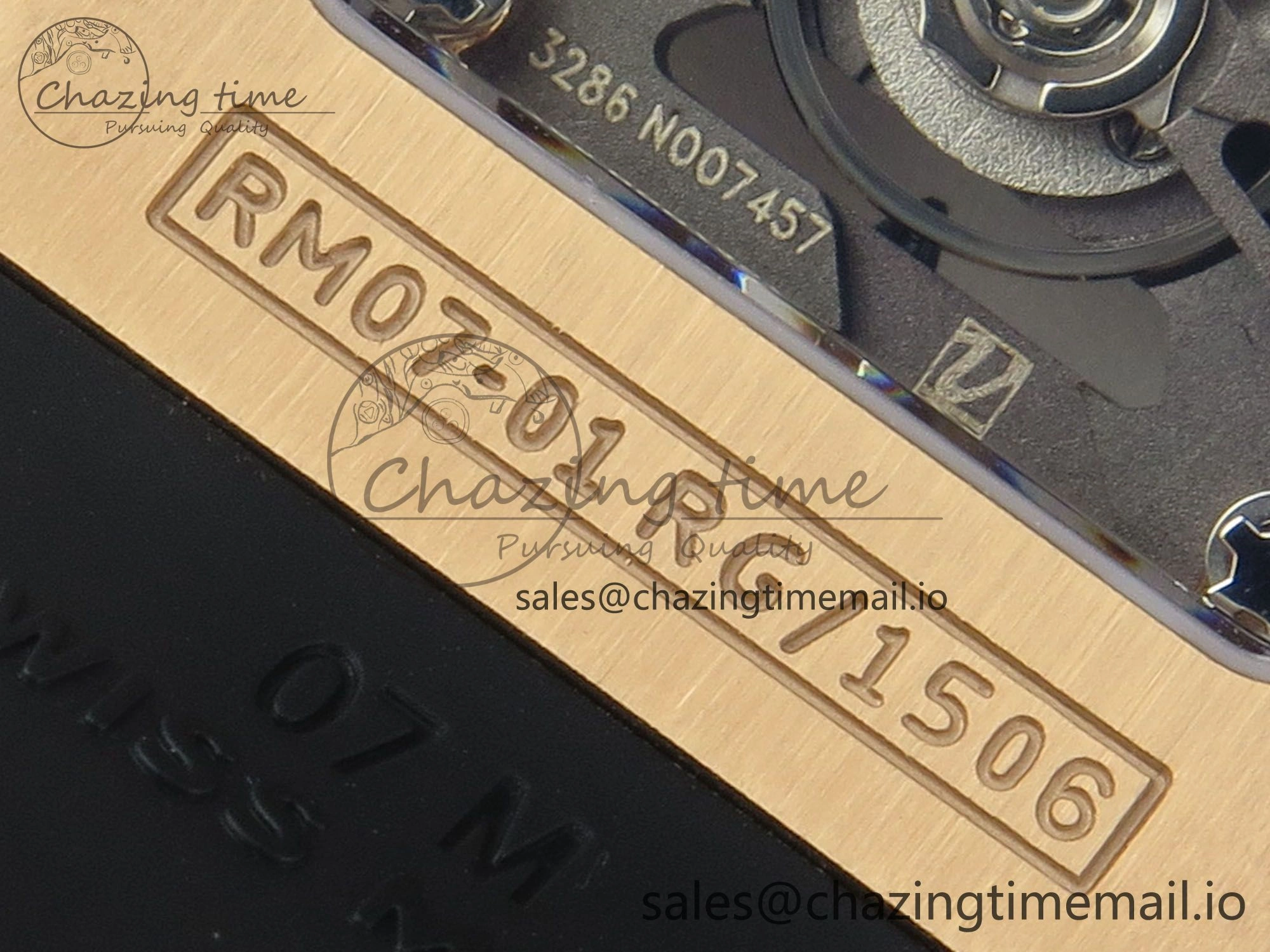 RM07 Ladies Full Diamonds RG ZF 1:1 Best Edition Red Dial on Black Rubber Strap CRMA2 Clone