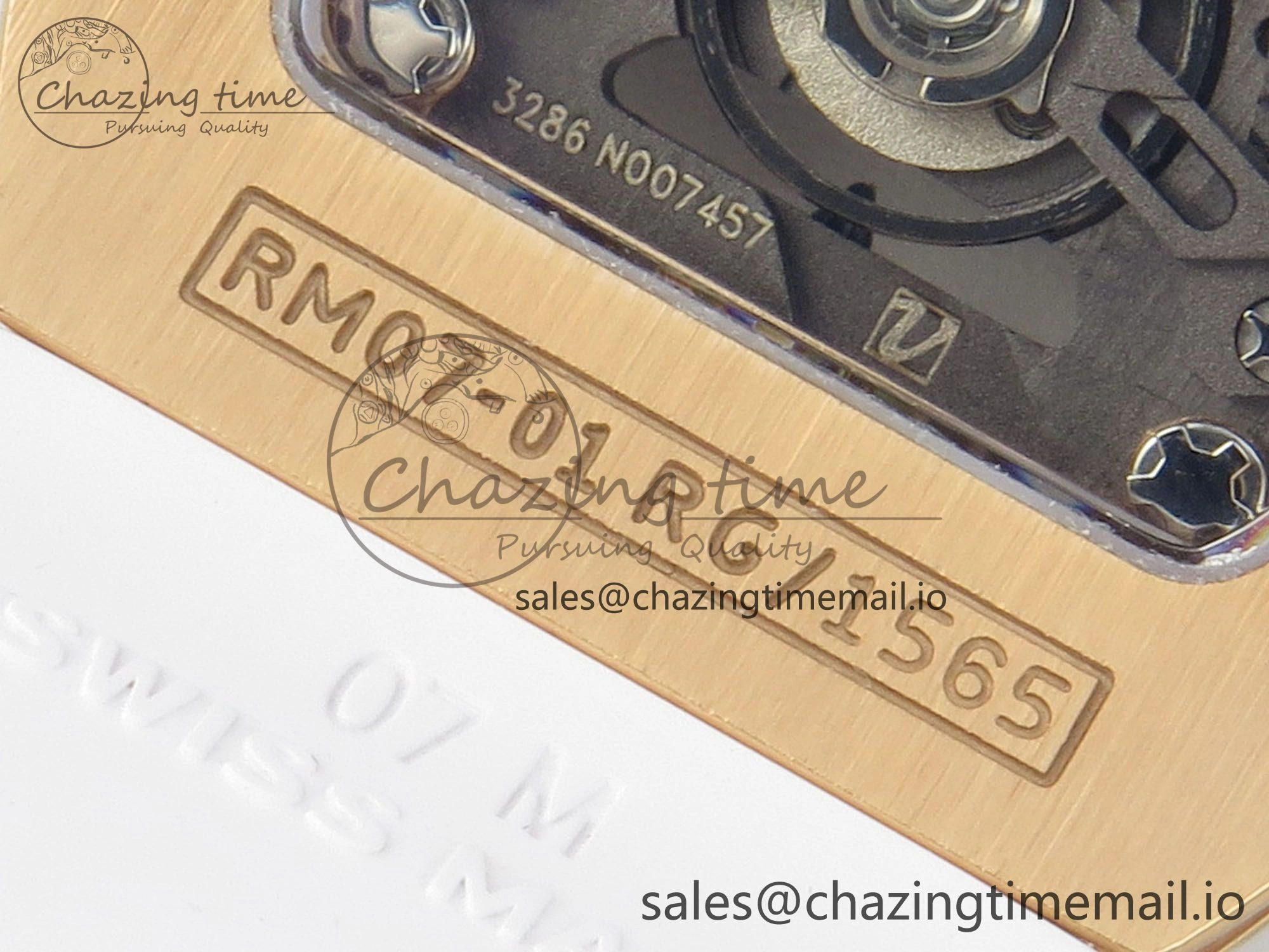 RM07 Ladies Full Diamonds RG ZF 1:1 Best Edition White MOP Dial on White Rubber Strap CRMA2 Clone