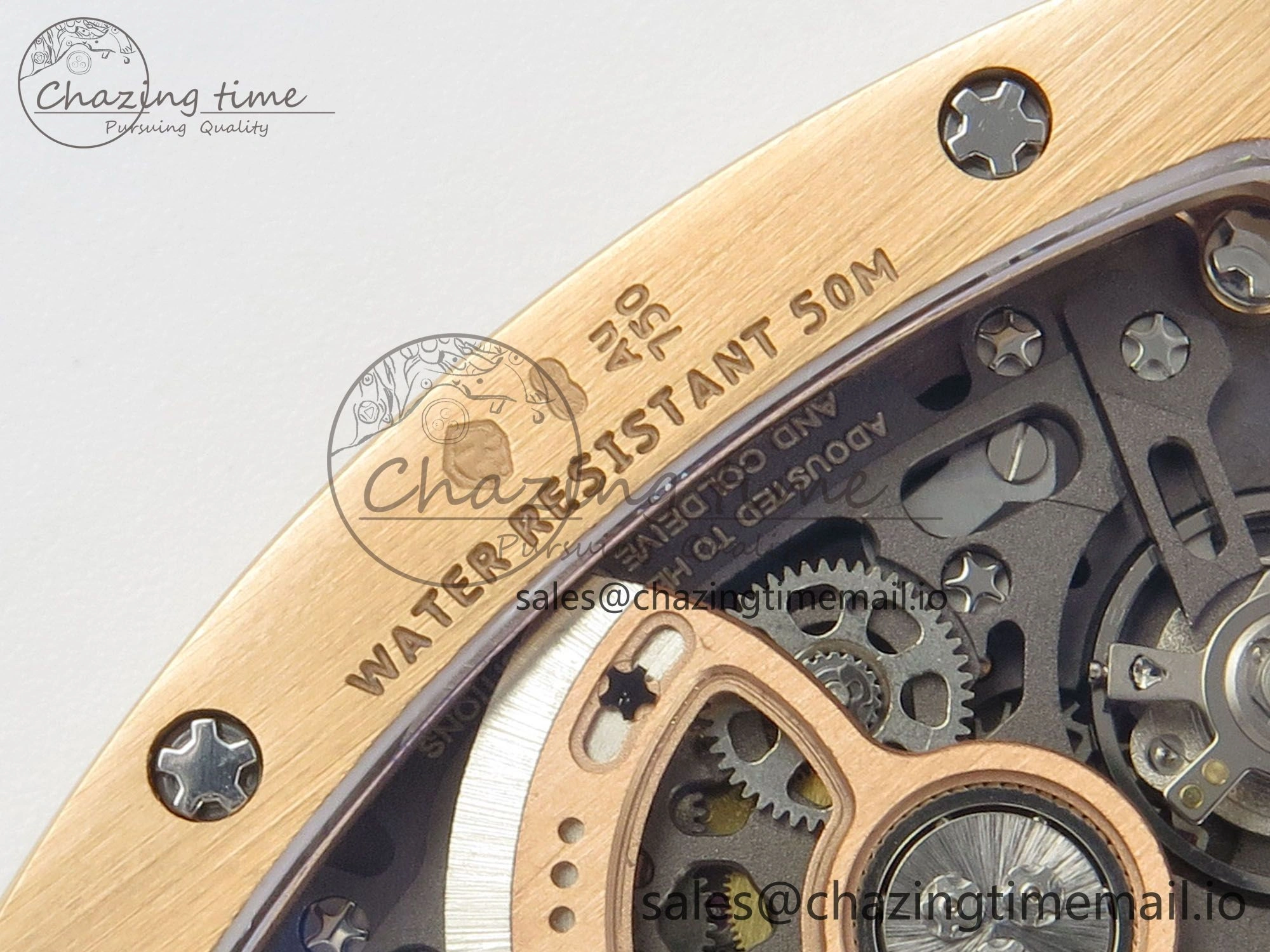 RM07 Ladies Full Diamonds RG ZF 1:1 Best Edition White MOP Dial on White Rubber Strap CRMA2 Clone
