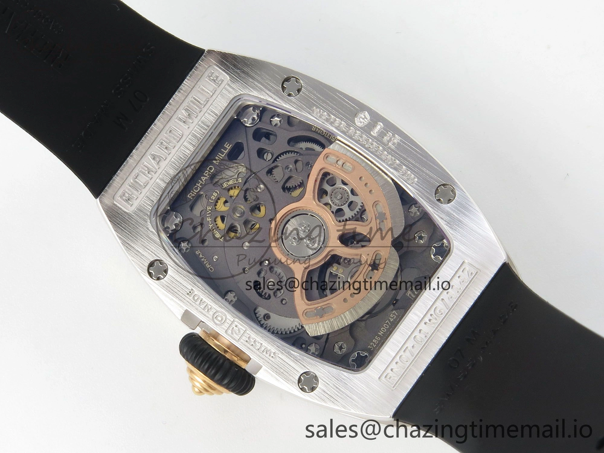 RM07 Ladies Full Diamonds SS ZF 1:1 Best Edition Red Dial on Black Rubber Strap CRMA2 Clone