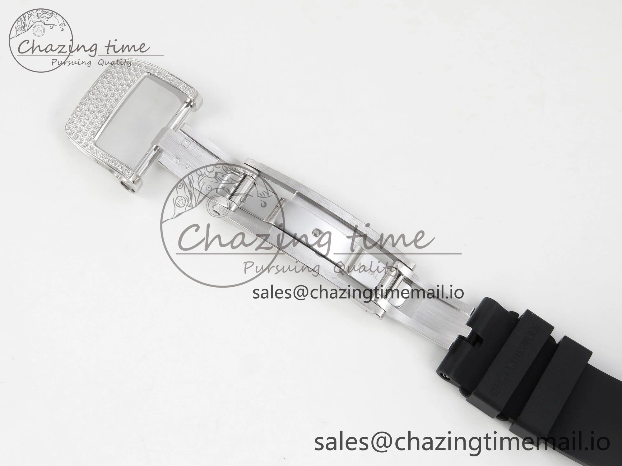RM07 Ladies Full Diamonds SS ZF 1:1 Best Edition Red Dial on Black Rubber Strap CRMA2 Clone