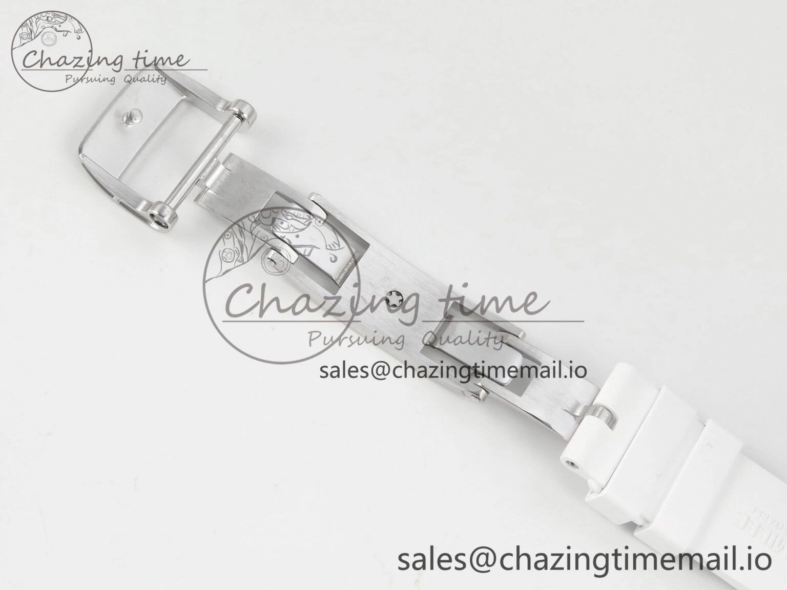 RM07 Ladies Full Diamonds SS ZF 1:1 Best Edition Red Dial on White Rubber Strap CRMA2 Clone