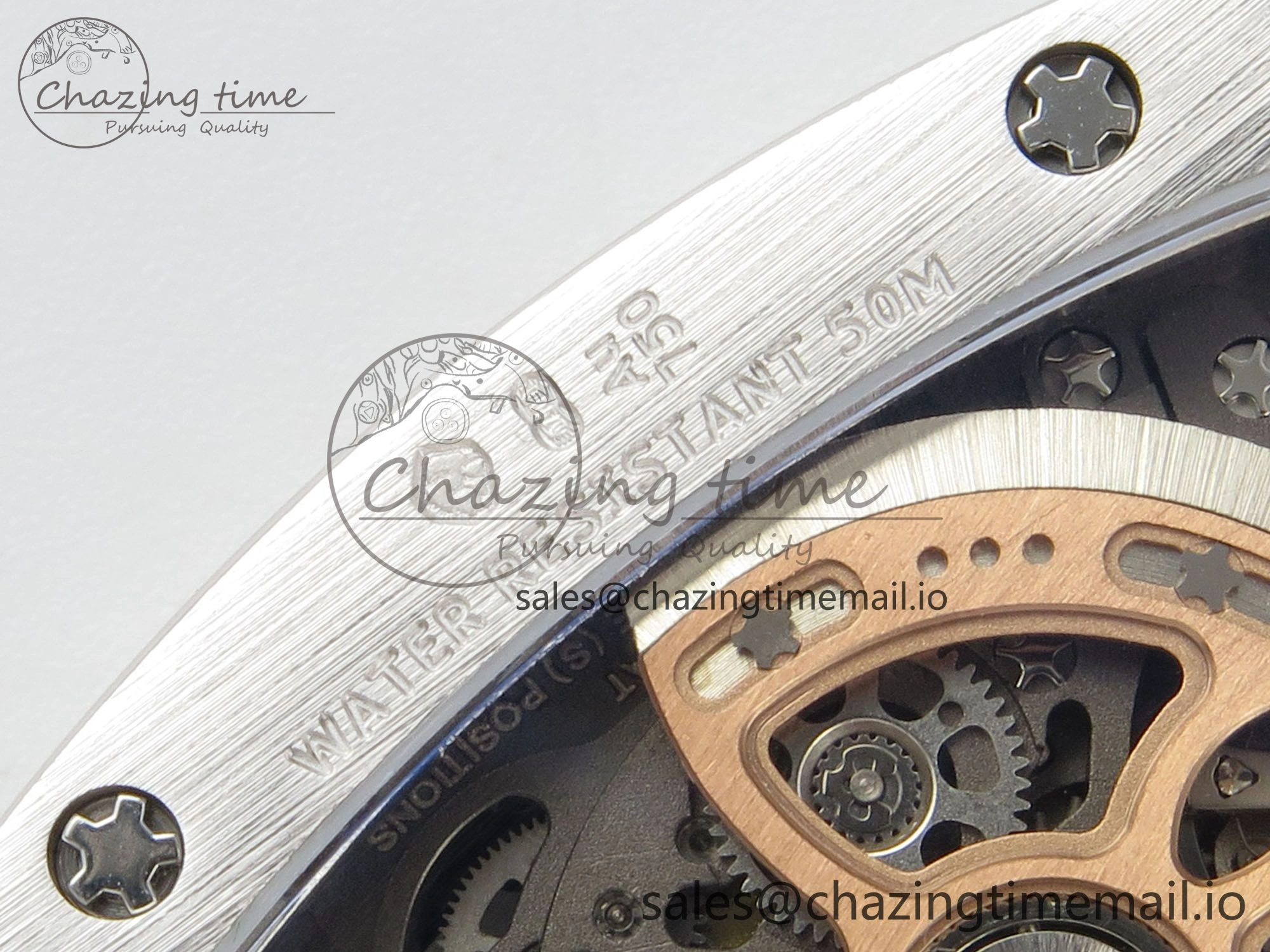 RM07 Ladies Full Diamonds SS ZF 1:1 Best Edition Red Dial on White Rubber Strap CRMA2 Clone