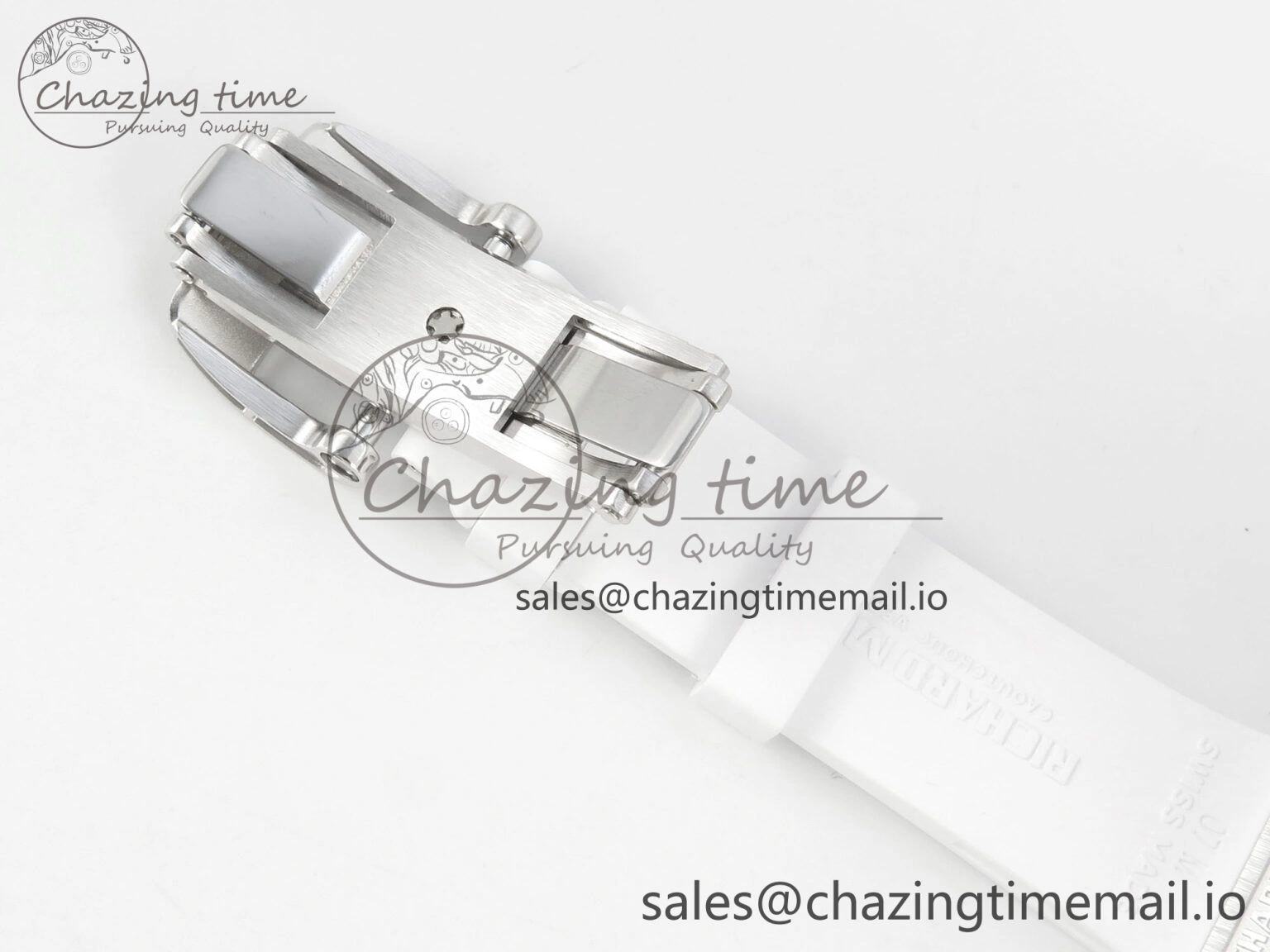 RM07 Ladies Full Diamonds SS ZF 1:1 Best Edition Red Dial on White Rubber Strap CRMA2 Clone
