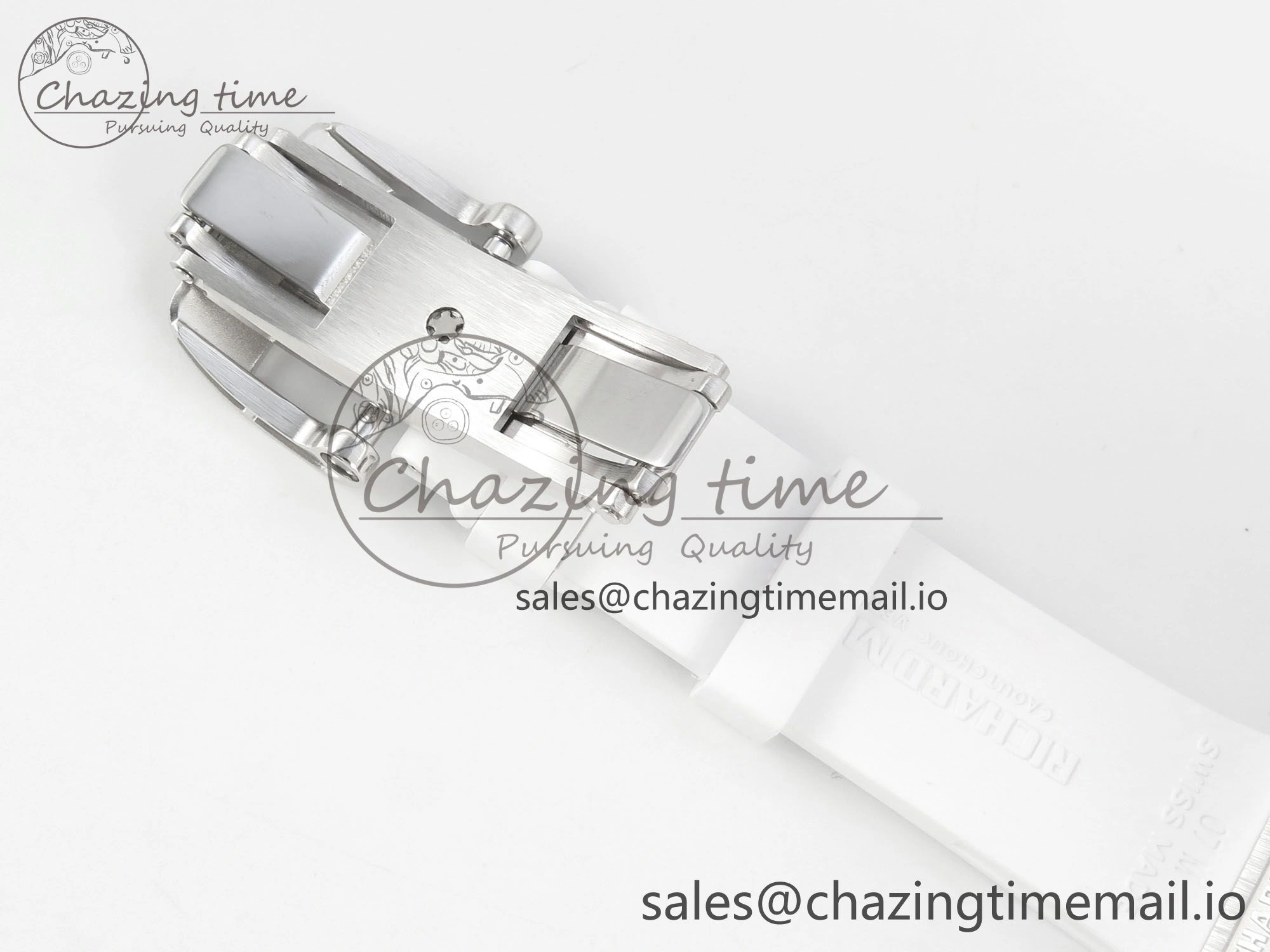 RM07 Ladies Full Diamonds SS ZF 1:1 Best Edition Red Dial on White Rubber Strap CRMA2 Clone
