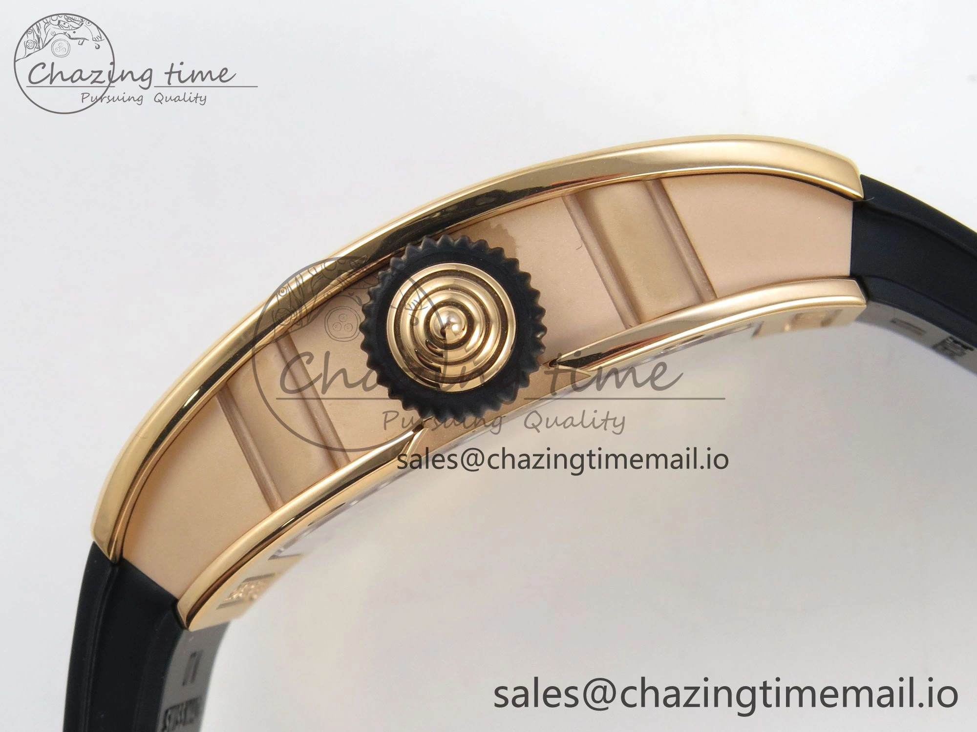 RM07 Ladies RG Diamonds Bezel ZF 1:1 Best Edition Black Diamonds Skeleton Dial on Black Rubber Strap CRMA2 Clone